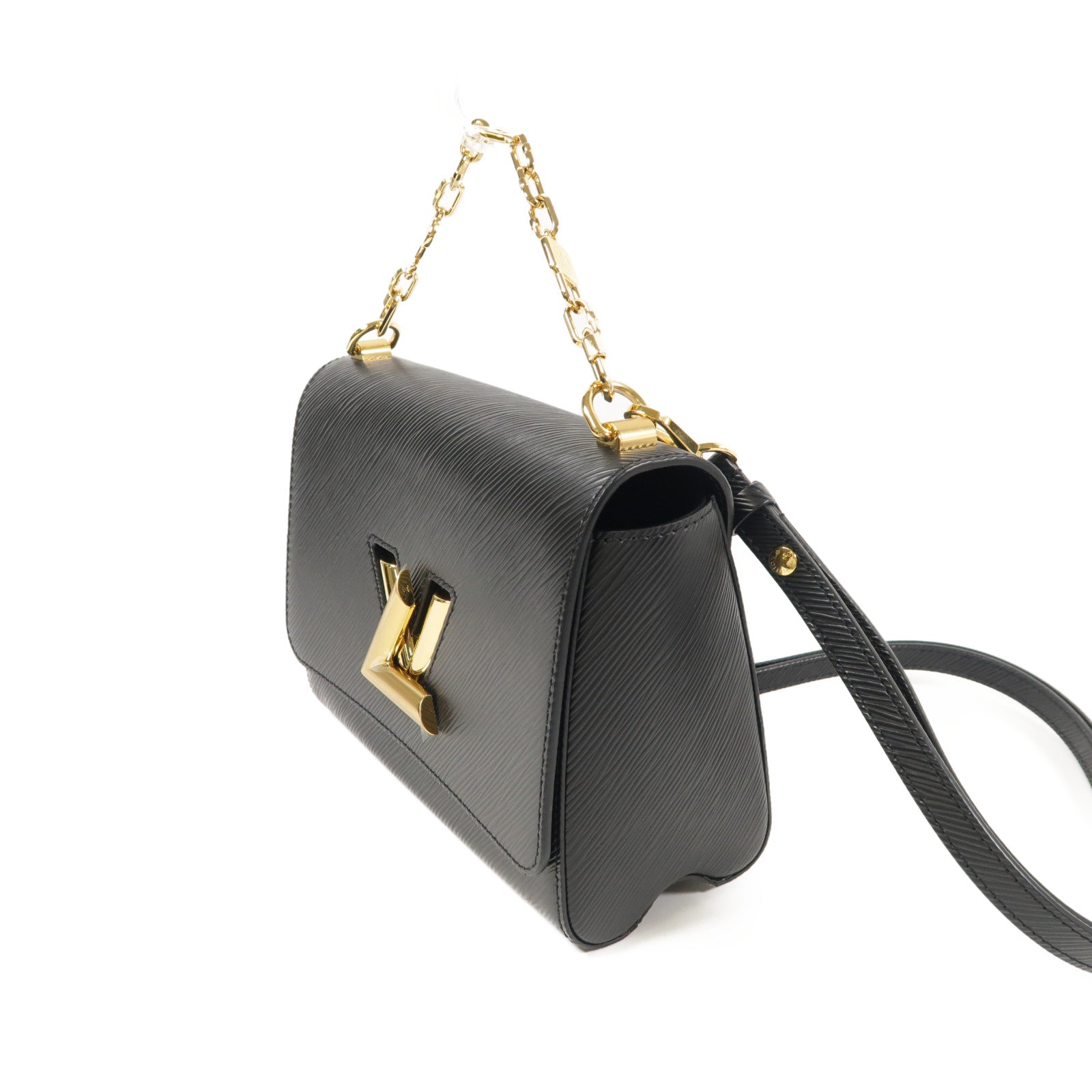LOUIS VUITTON Epi Twisted MM金扣鏈帶手挽肩背兩用袋