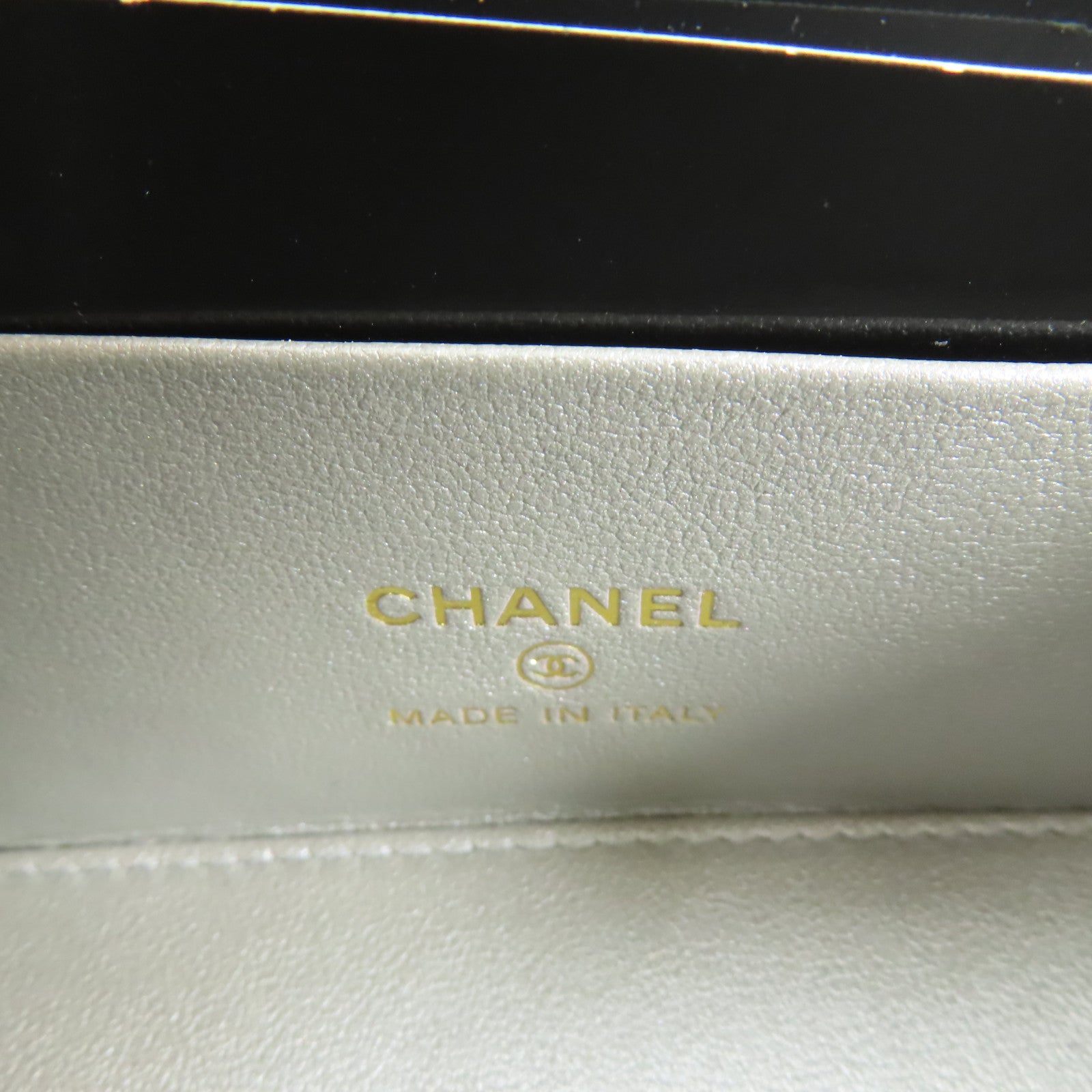 CHANEL 羊皮皮革Vanity Case Handle金扣鏈帶手挽肩背兩用袋