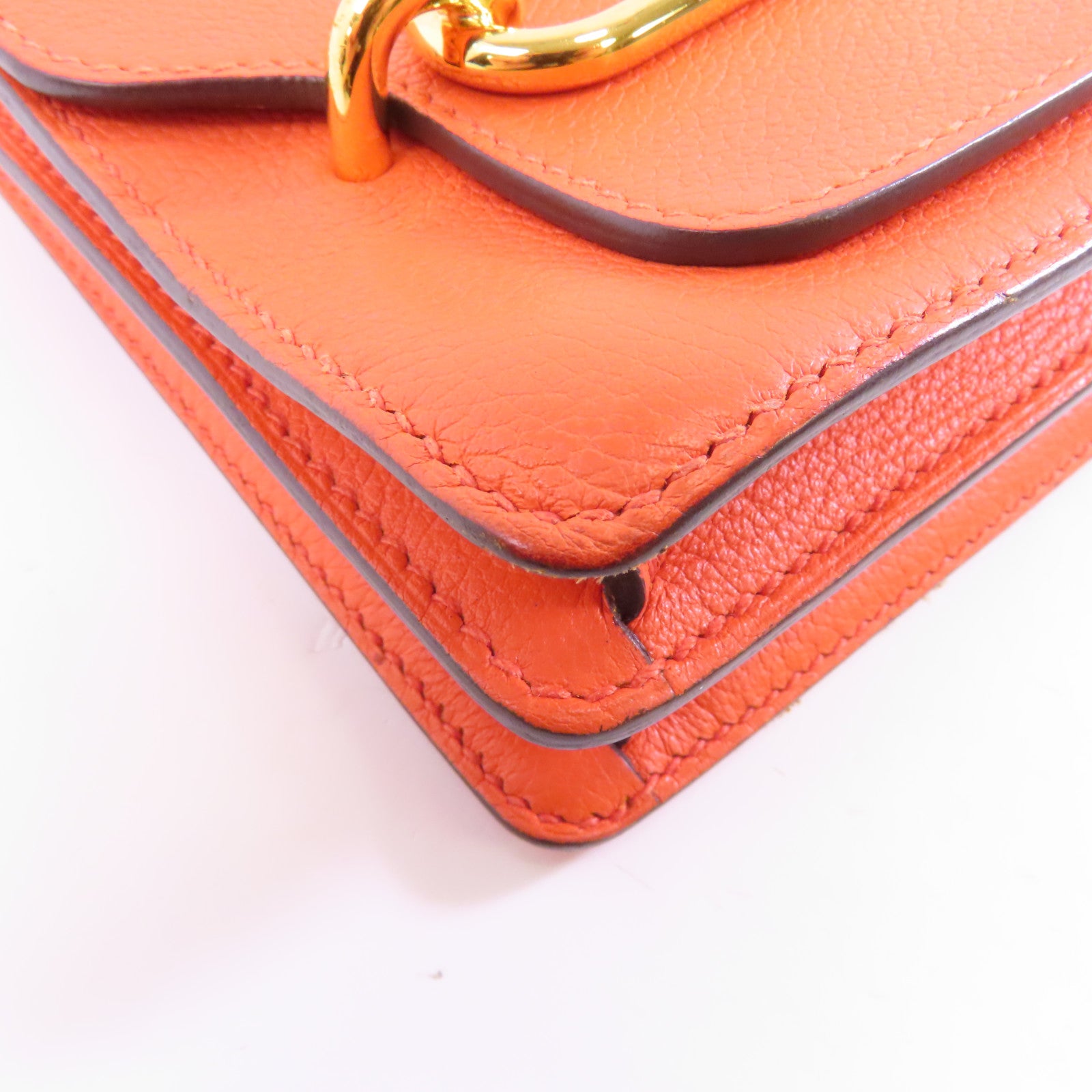 HERMES Evercolor皮革Mini Roulis金扣肩背袋Orange Poppy/橙色