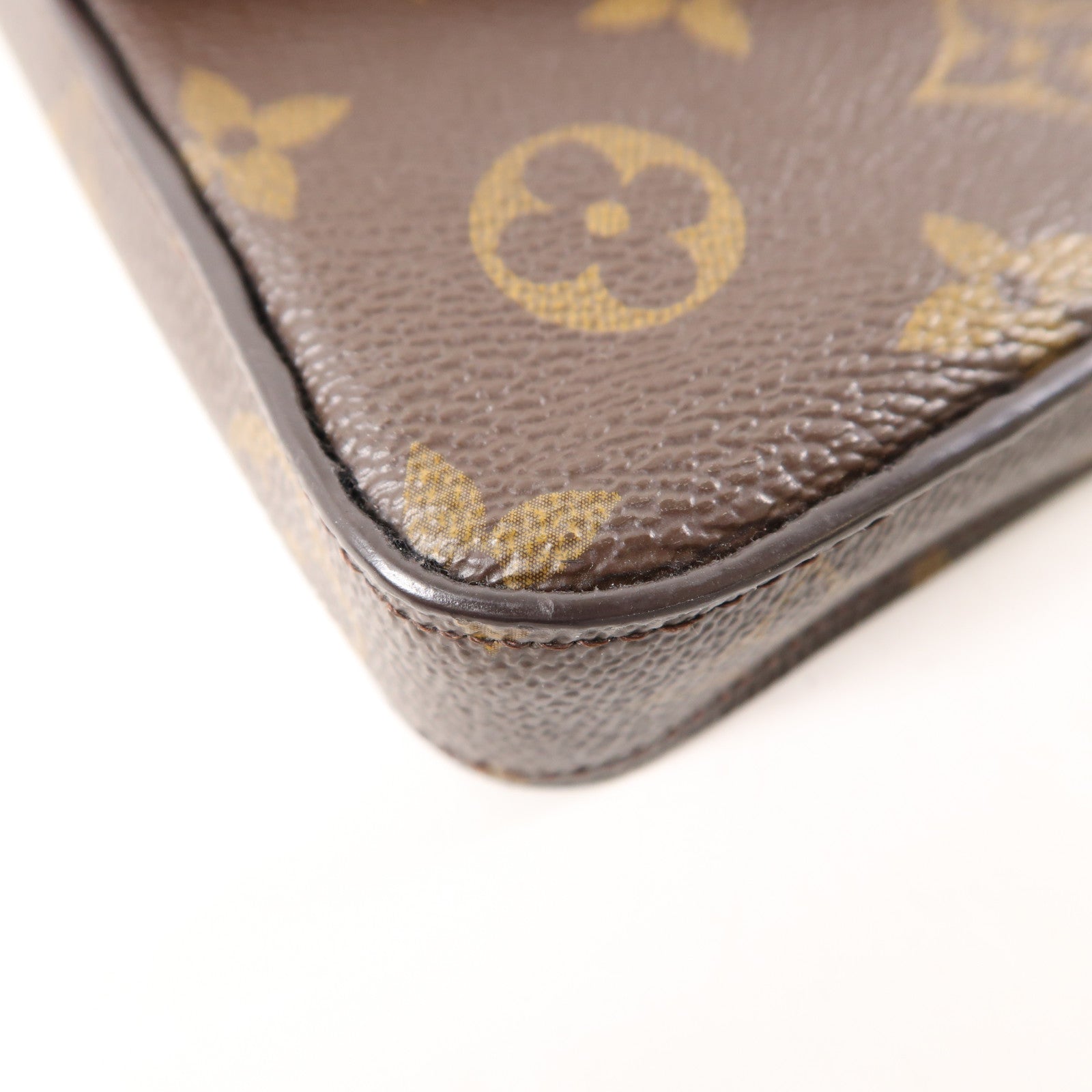 LOUIS VUITTON Monogram Felicie Pochette金扣鏈帶肩背袋棕色