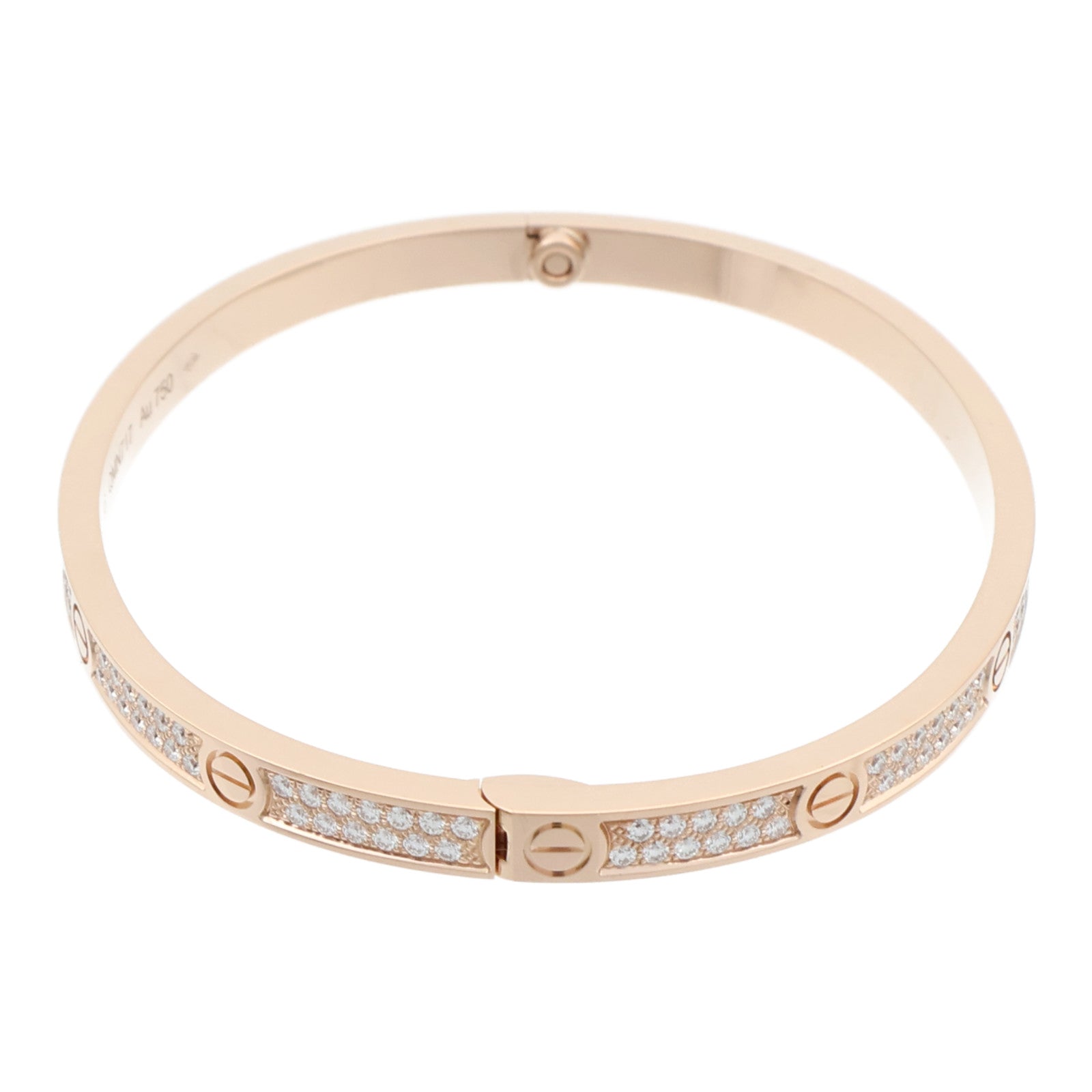 CARTIER 18K玫瑰金Love Bangle SM Paved鑽石手鐲Cartier#16