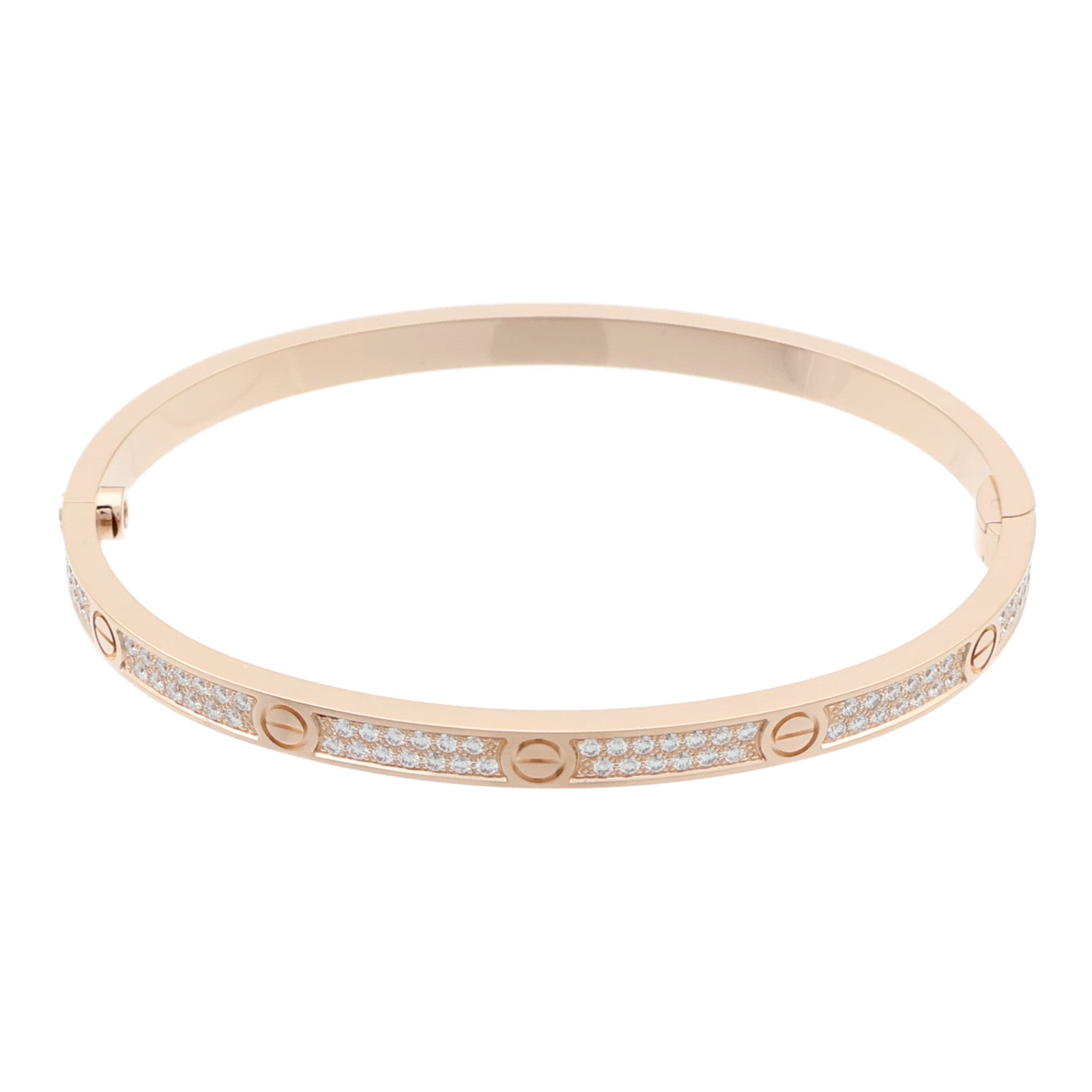 CARTIER 18K玫瑰金Love Bangle SM Paved鑽石手鐲Cartier#16