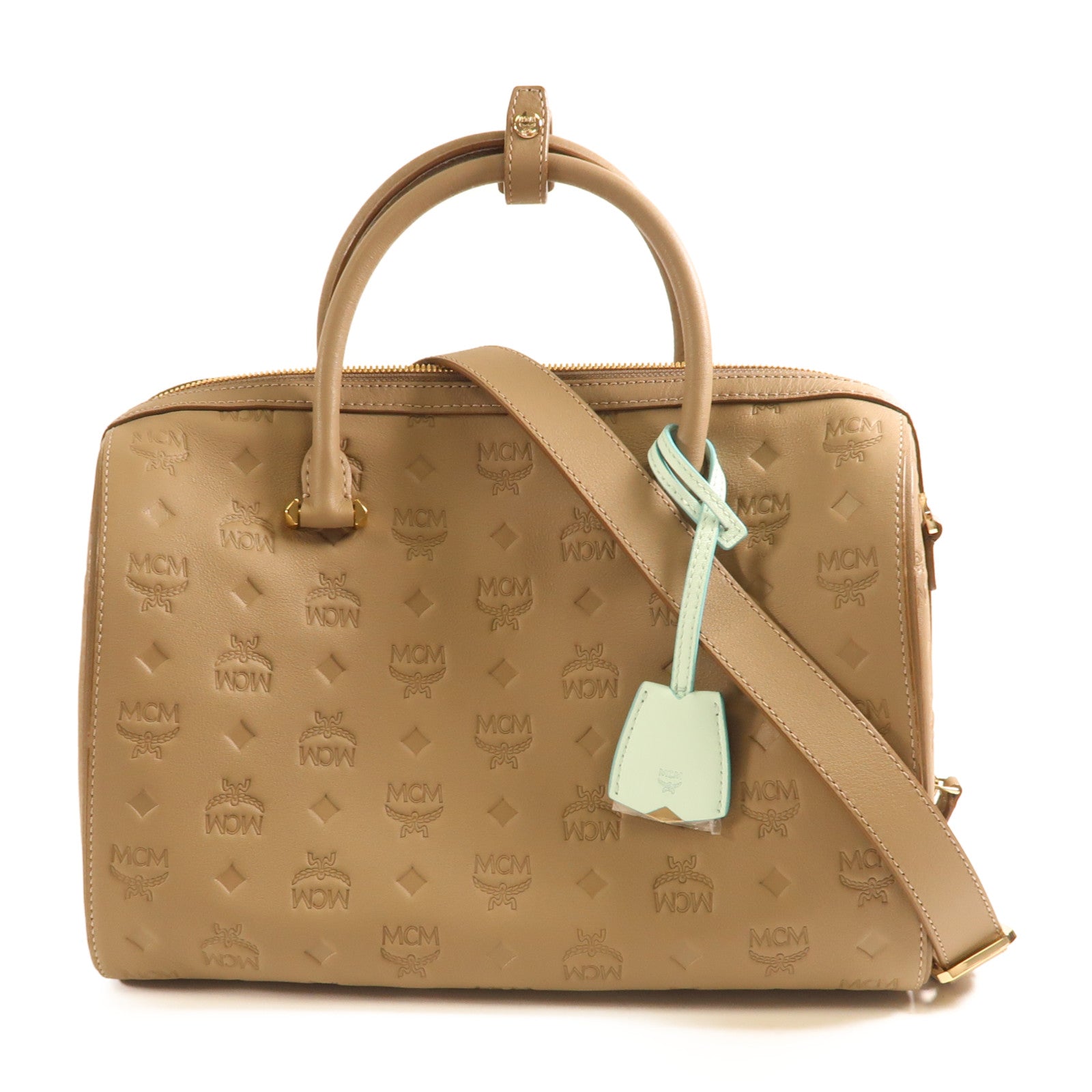 MCM 牛皮皮革Shoulder Bag金扣手挽肩背兩用袋