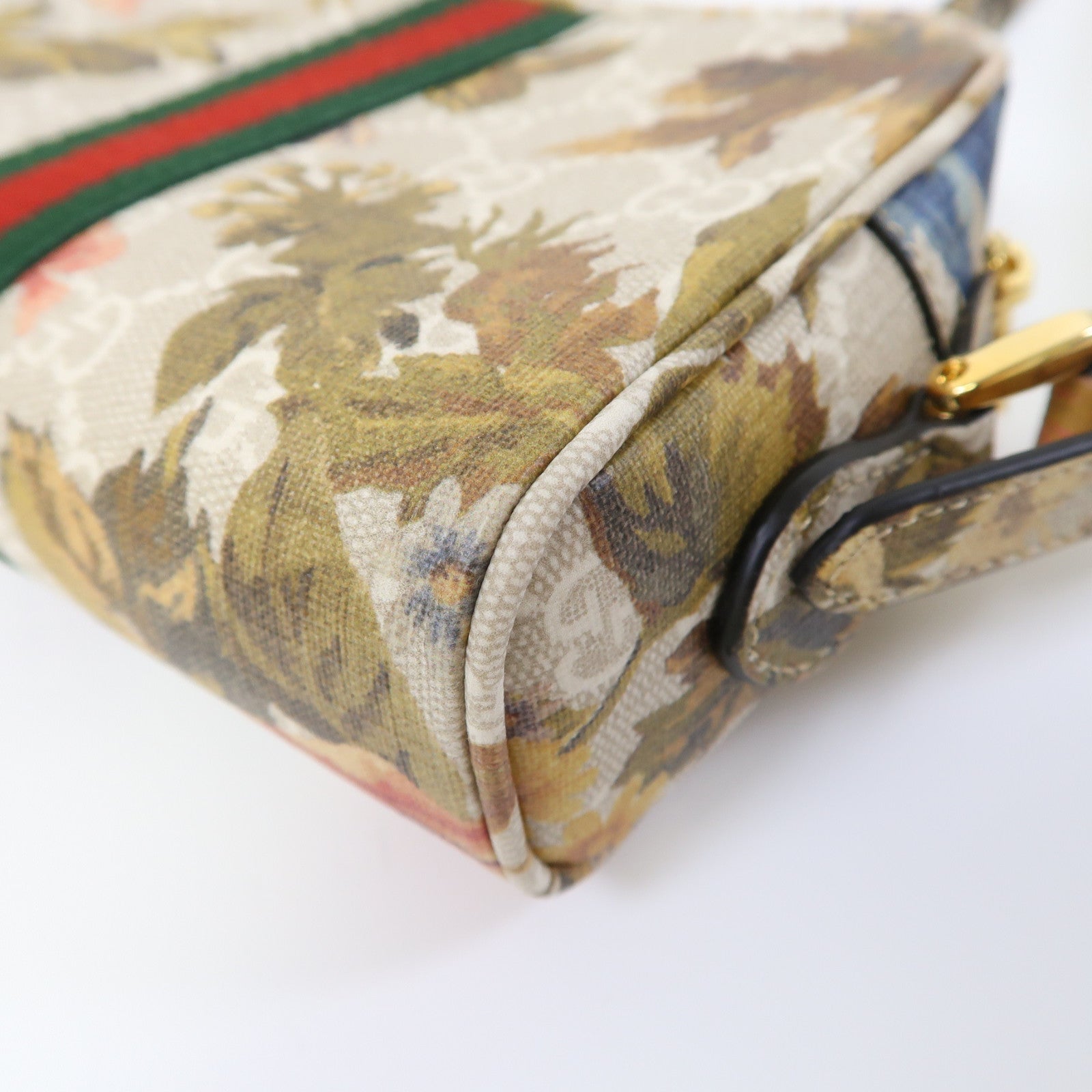 GUCCI 塗層帆布Ophidia金扣肩背袋卡其色