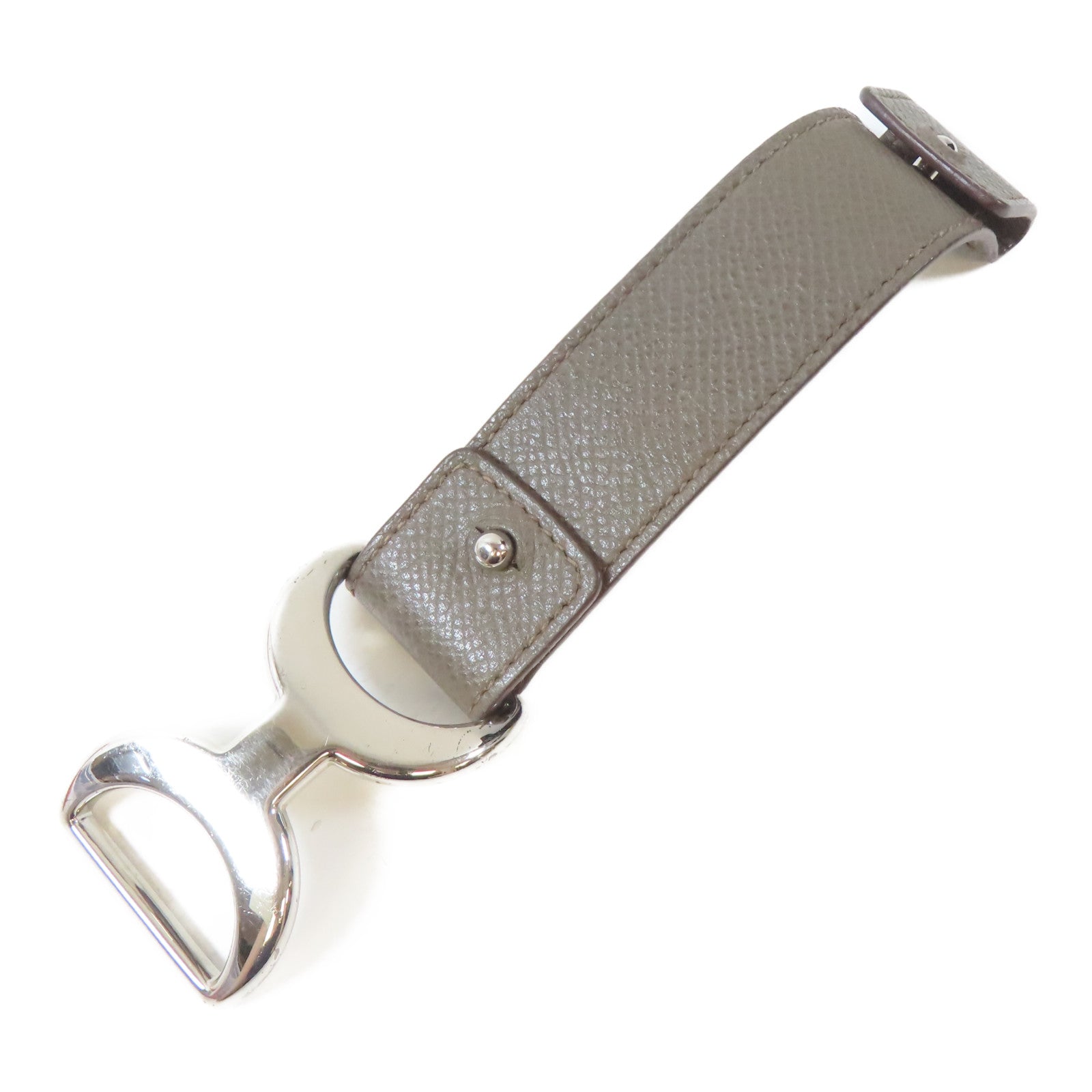 HERMES 【激減優惠】Epsom皮革/金屬Pavane Bracelet銀扣手鐲Etain/錫灰色Hermes#XS/#15cm
