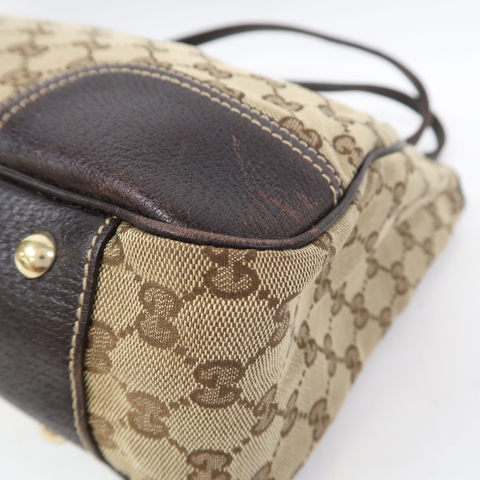 GUCCI 帆布Tote Bag金扣肩背袋啡色