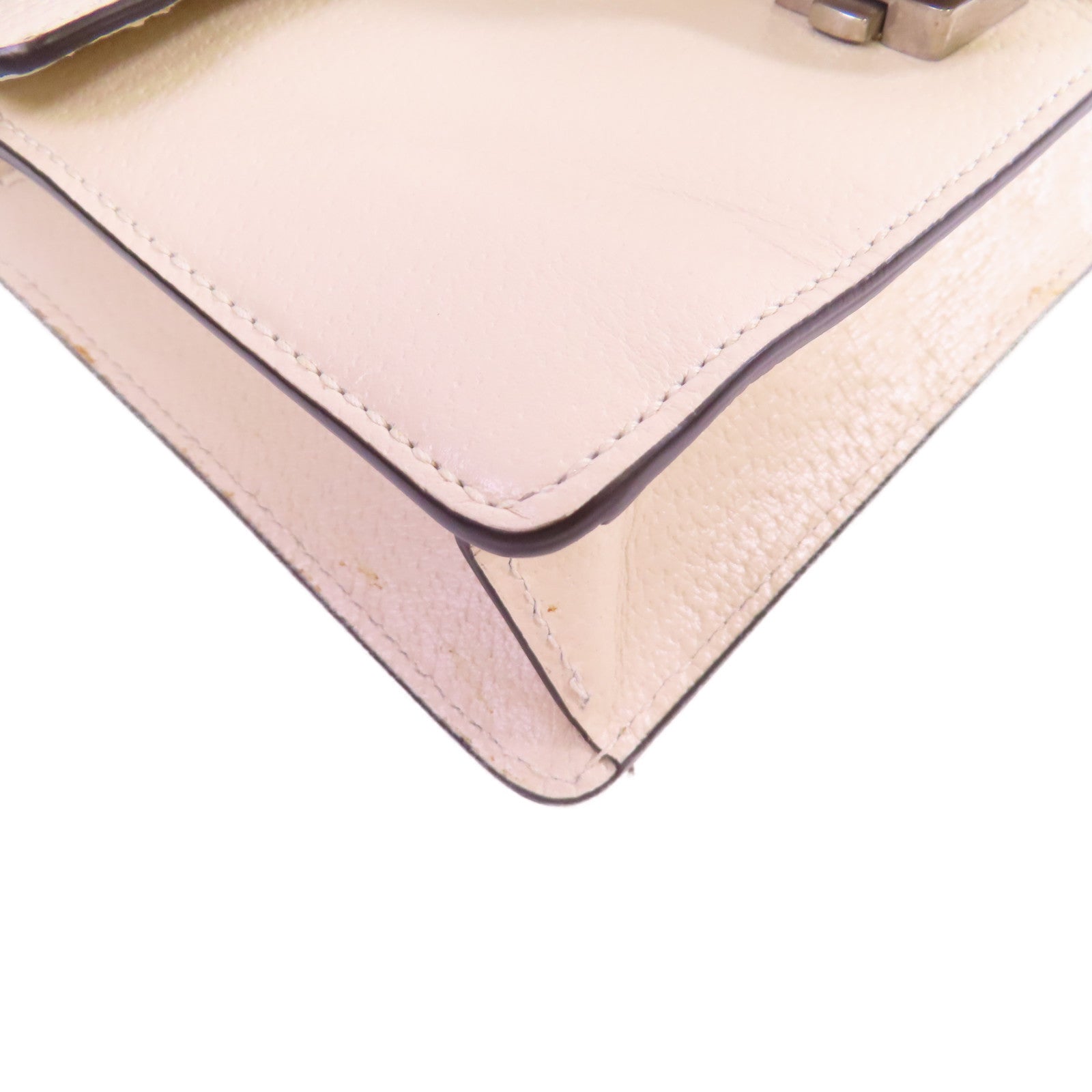 GUCCI 【激減優惠】牛皮皮革Dionysus Mini Shoulder Bag銀扣鏈帶肩背袋米白色
