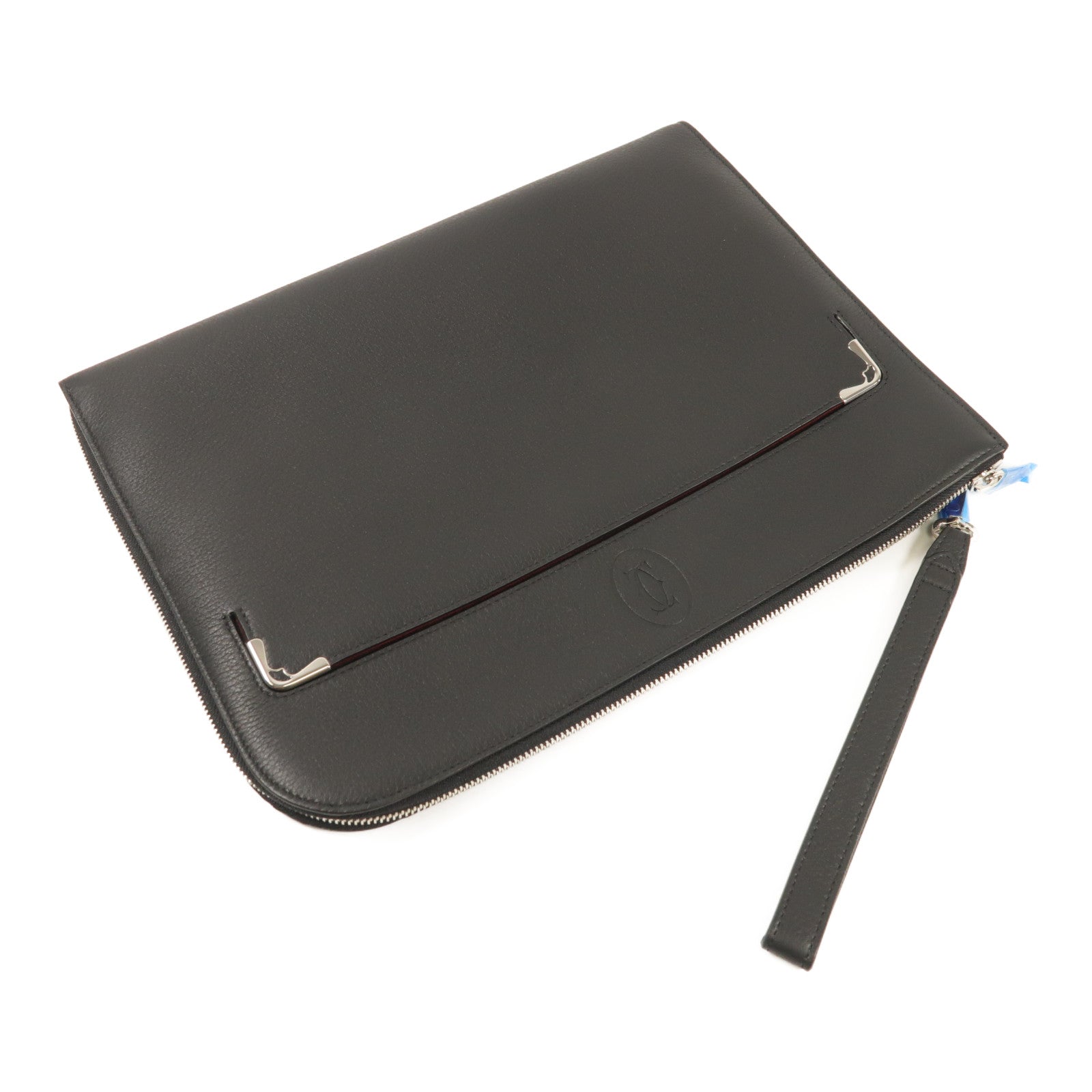 CARTIER 牛皮皮革Clutch Bag銀扣手拿包