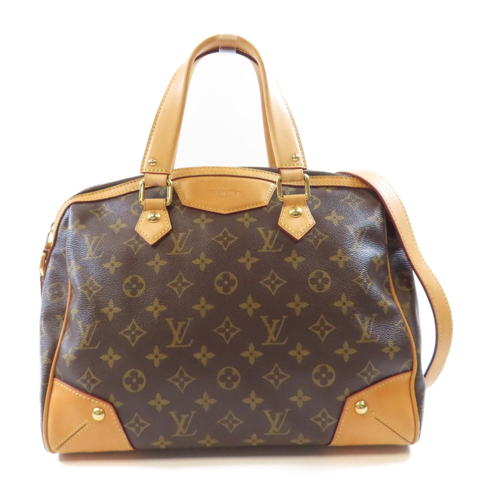 LOUIS VUITTON Monogram Retiro PM金扣手挽肩背兩用袋棕色