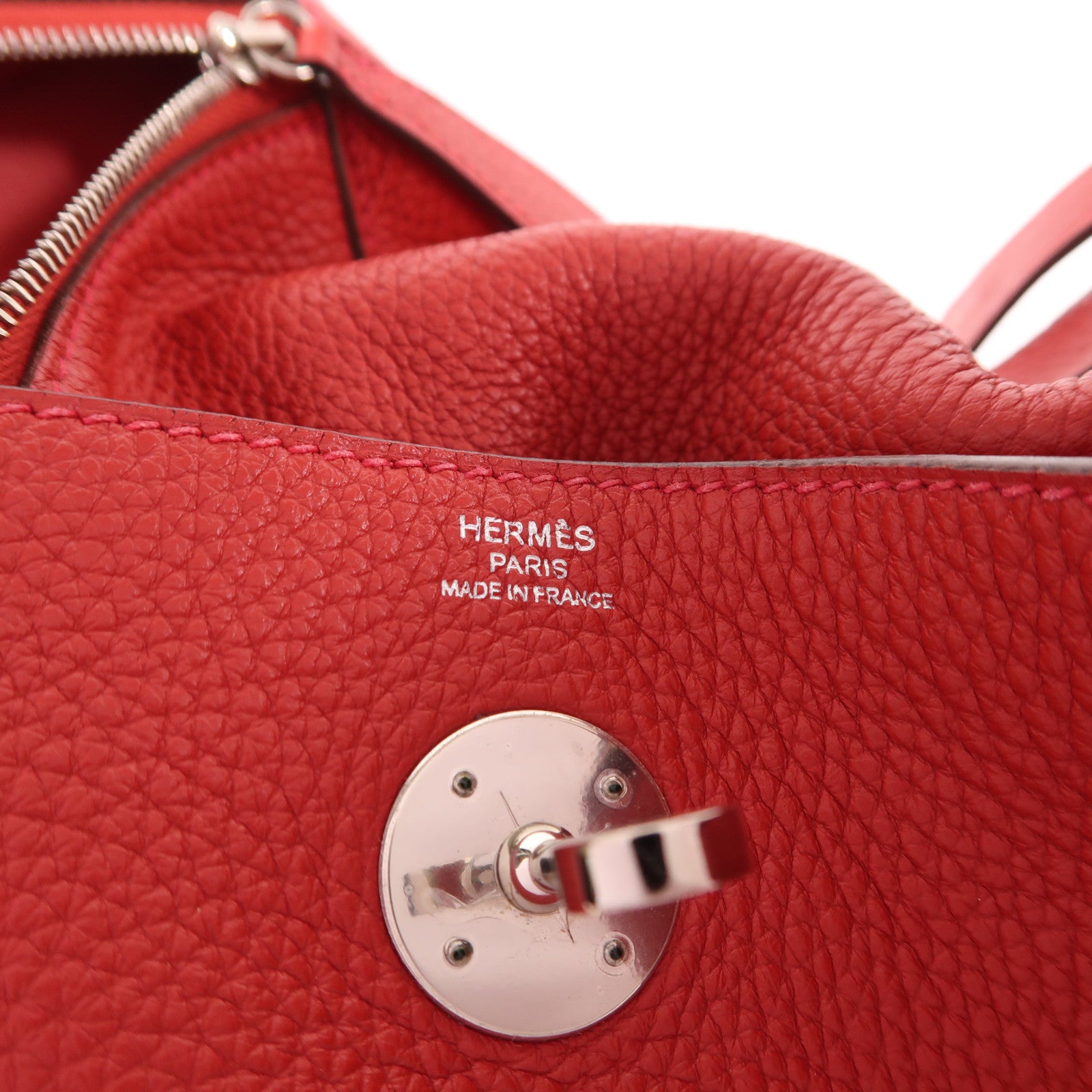 HERMES PHW Lindy 26 2 Way Shoulder Bag Clemence Leather S5 Rouge Tomate