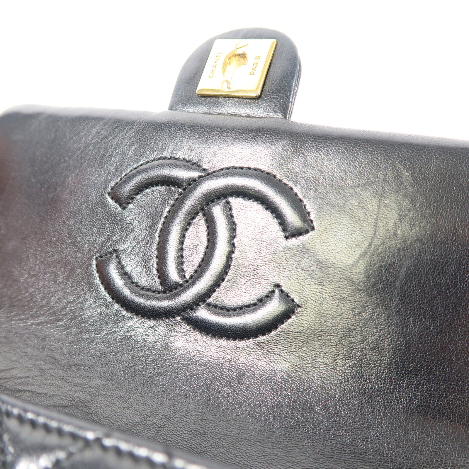CHANEL 羊皮皮革Chain Shoulder金扣鏈帶肩背袋