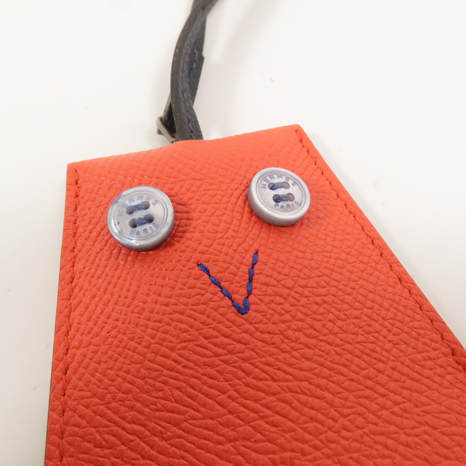 HERMES Epsom皮革H Hibouton Clochette Key Ring掛飾Capucine