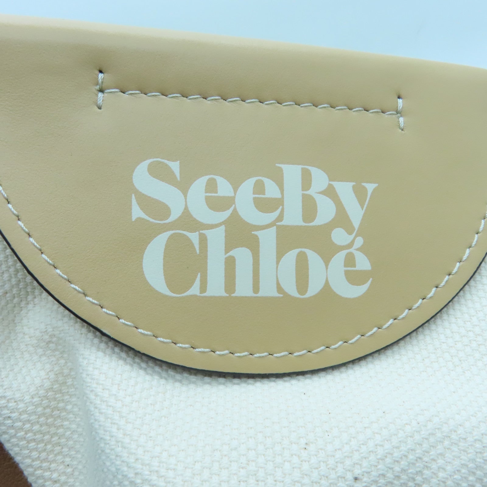 Chloe 帆布Tote Bag金扣手挽袋啡色/米色