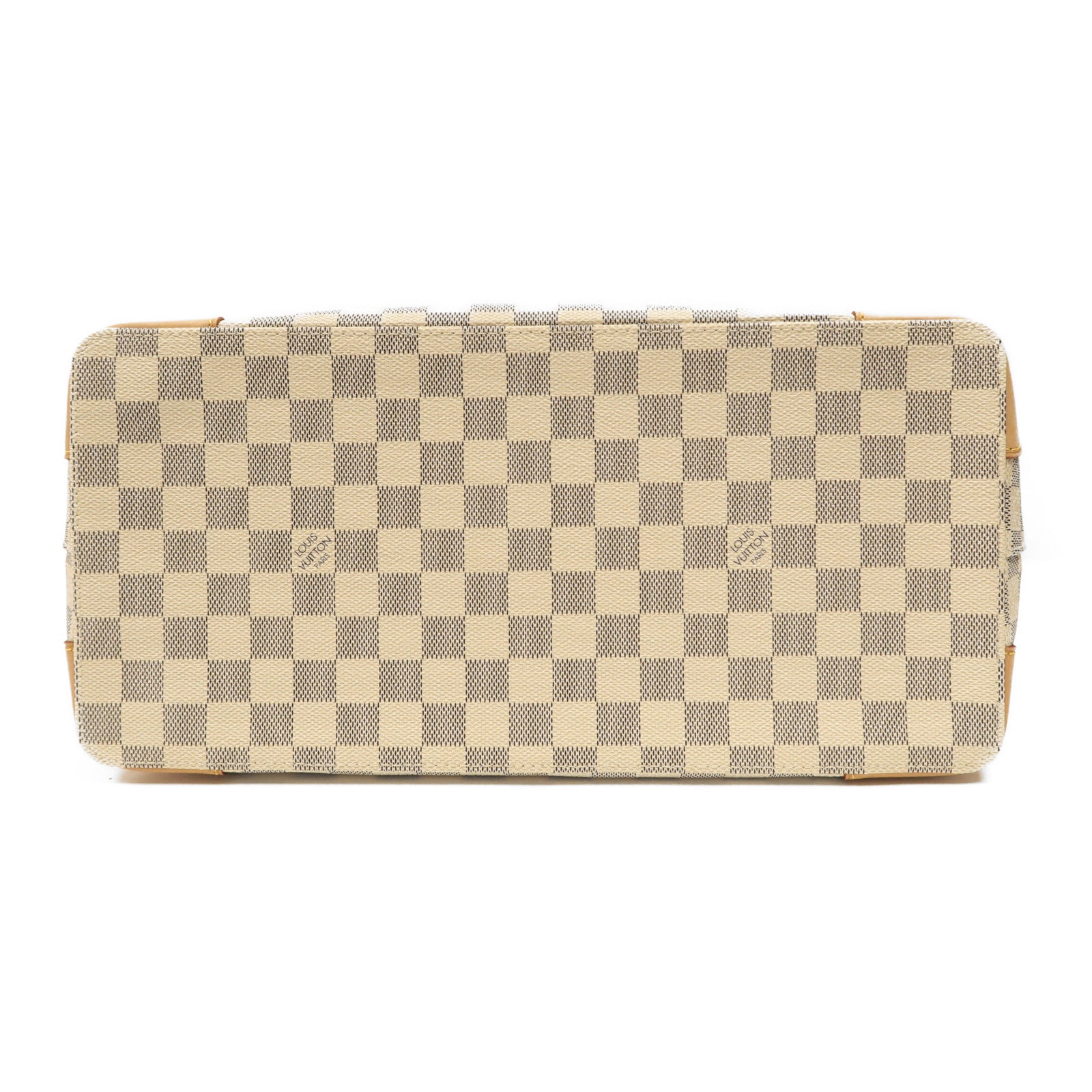 LOUIS VUITTON Damier Azur Hampstead MM金扣手挽袋白色