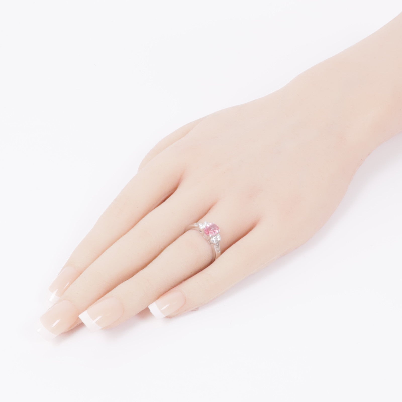 JEWELRY 【激減優惠】PT900鉑金Pink Sapphire/Diamond Ring粉紅色藍寶石/鑽石戒指US#5.75