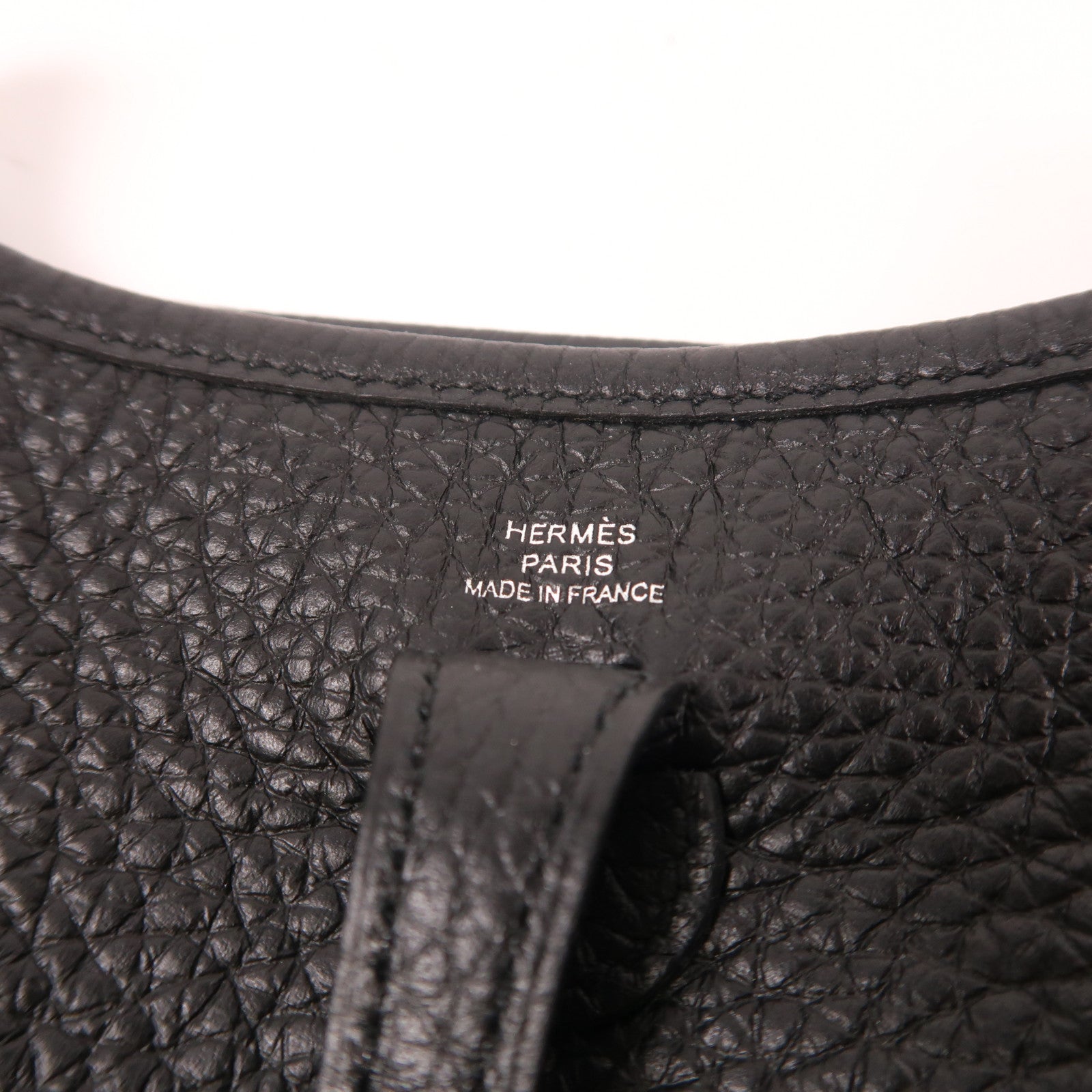 HERMES Clemence皮革Evelyne TPM銀扣肩背袋黑色