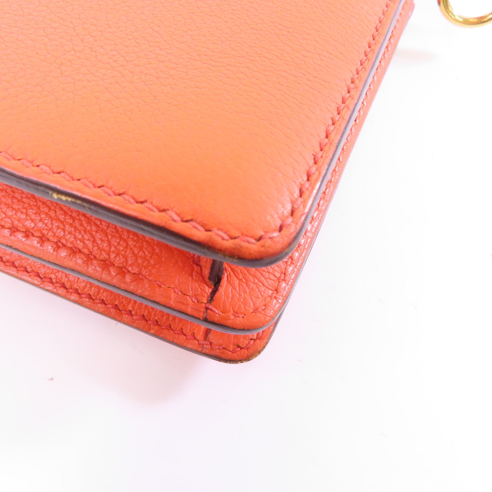 HERMES Evercolor皮革Mini Roulis金扣肩背袋Orange Poppy/橙色