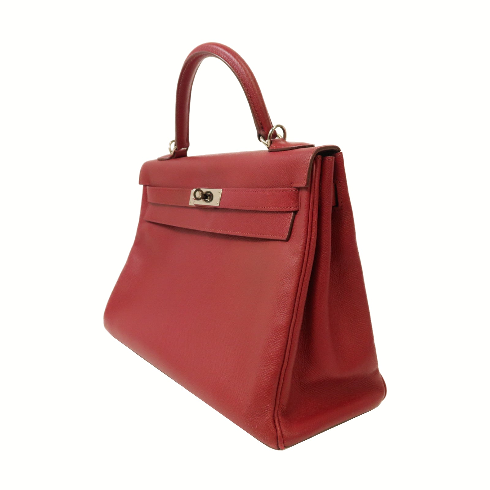 HERMES 【激減優惠】Epsom皮革Kelly 32銀扣手挽肩背兩用袋Ruby/紅色