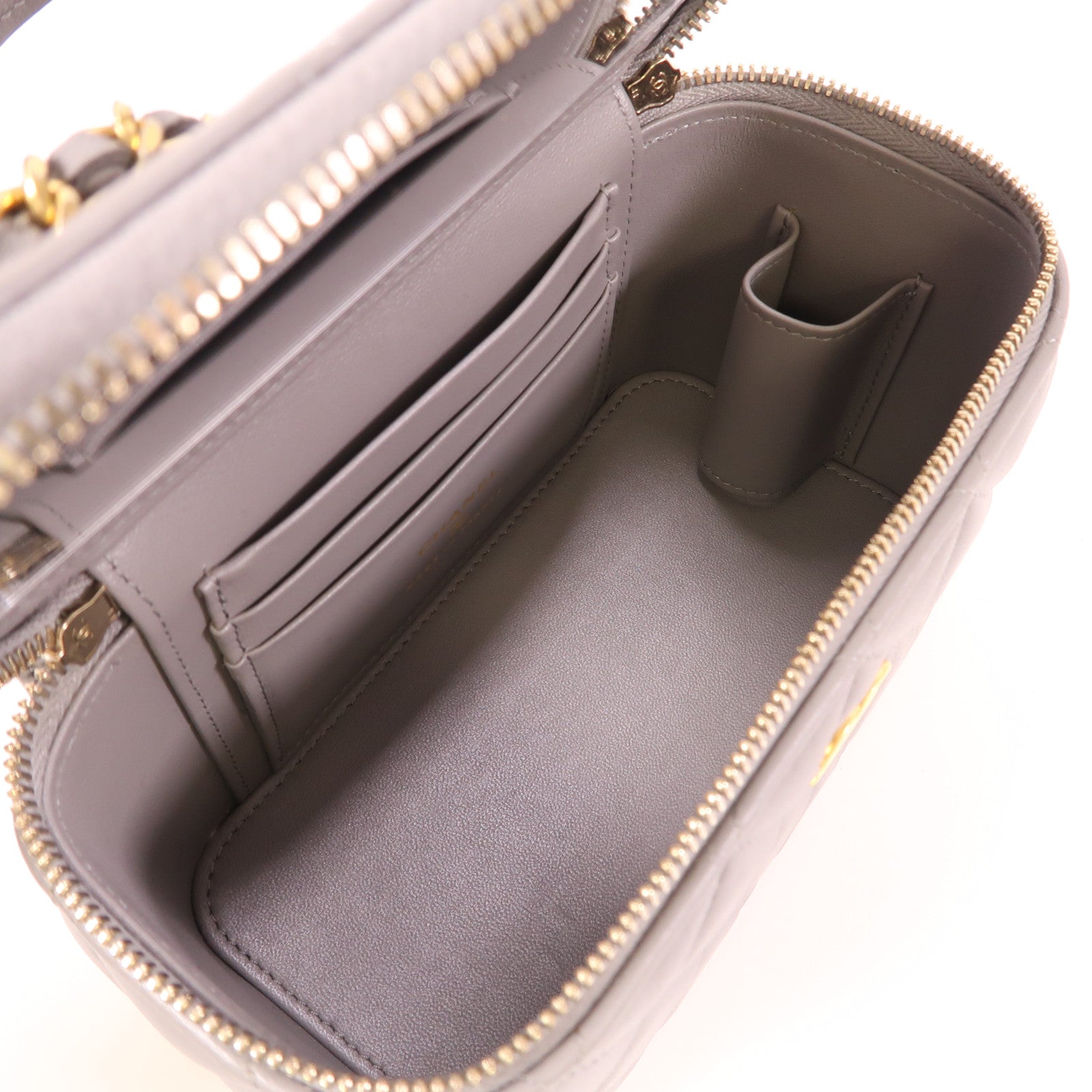 CHANEL 羊皮皮革Vanity Case金扣手挽肩背兩用袋