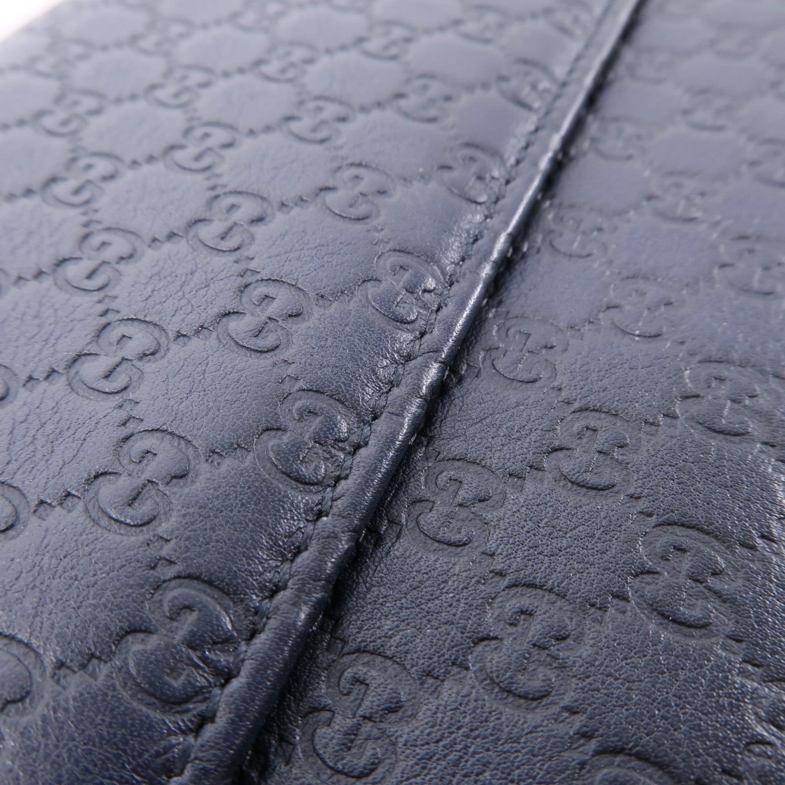 GUCCI 牛皮皮革Travel Wallet銀扣長錢包深藍色