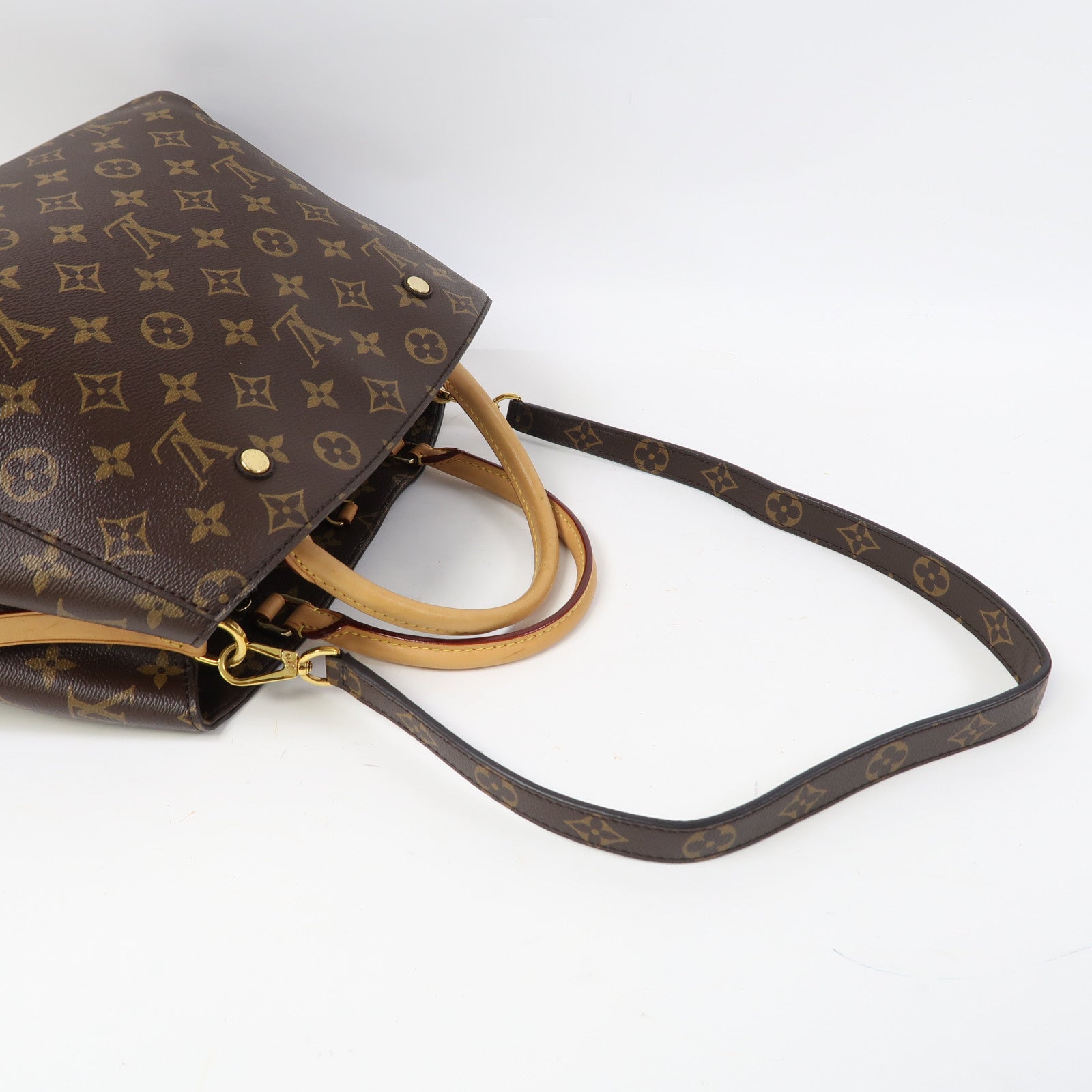 LOUIS VUITTON 【激減優惠】Monogram Montaigne MM金扣手挽肩背兩用袋啡色