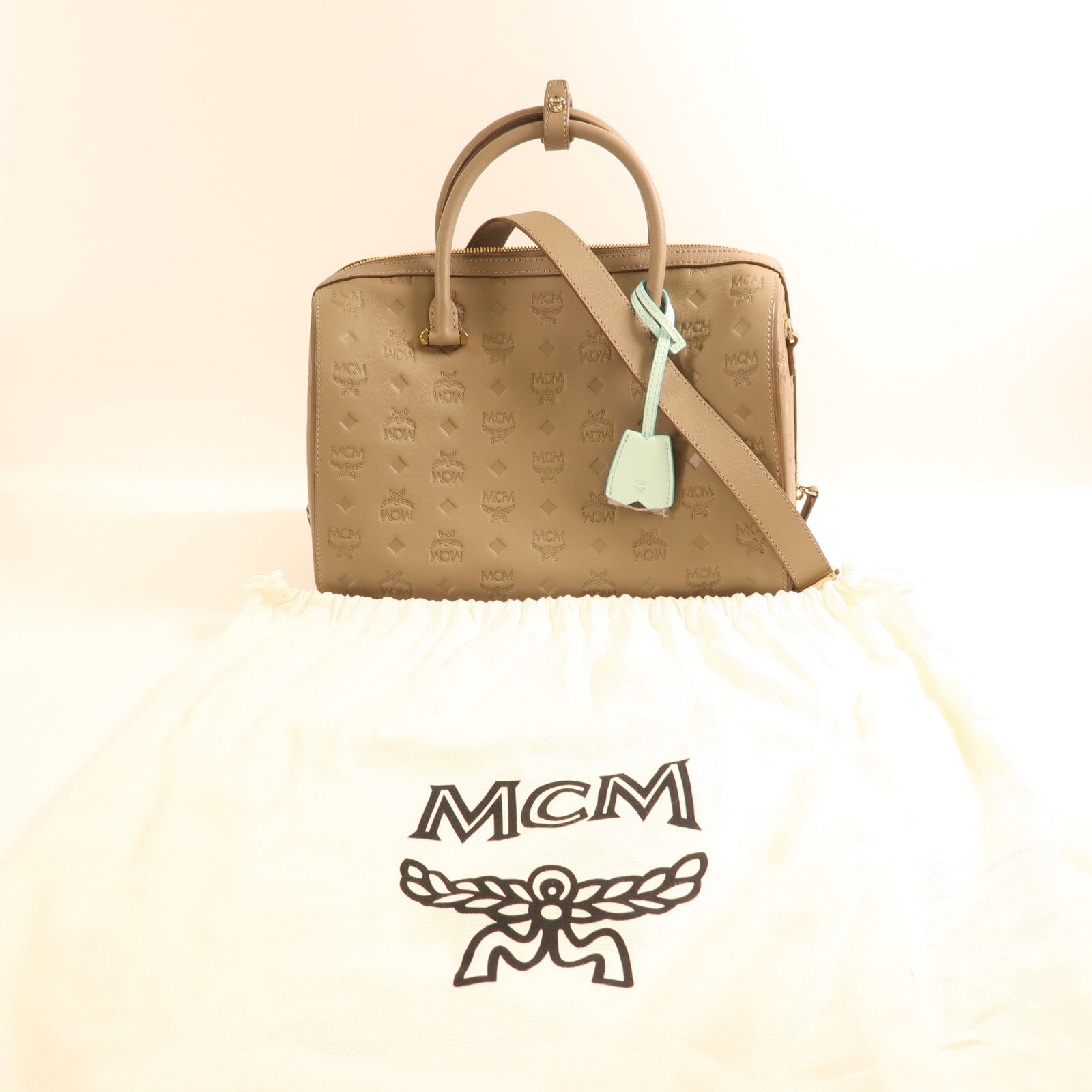 MCM 牛皮皮革Shoulder Bag金扣手挽肩背兩用袋