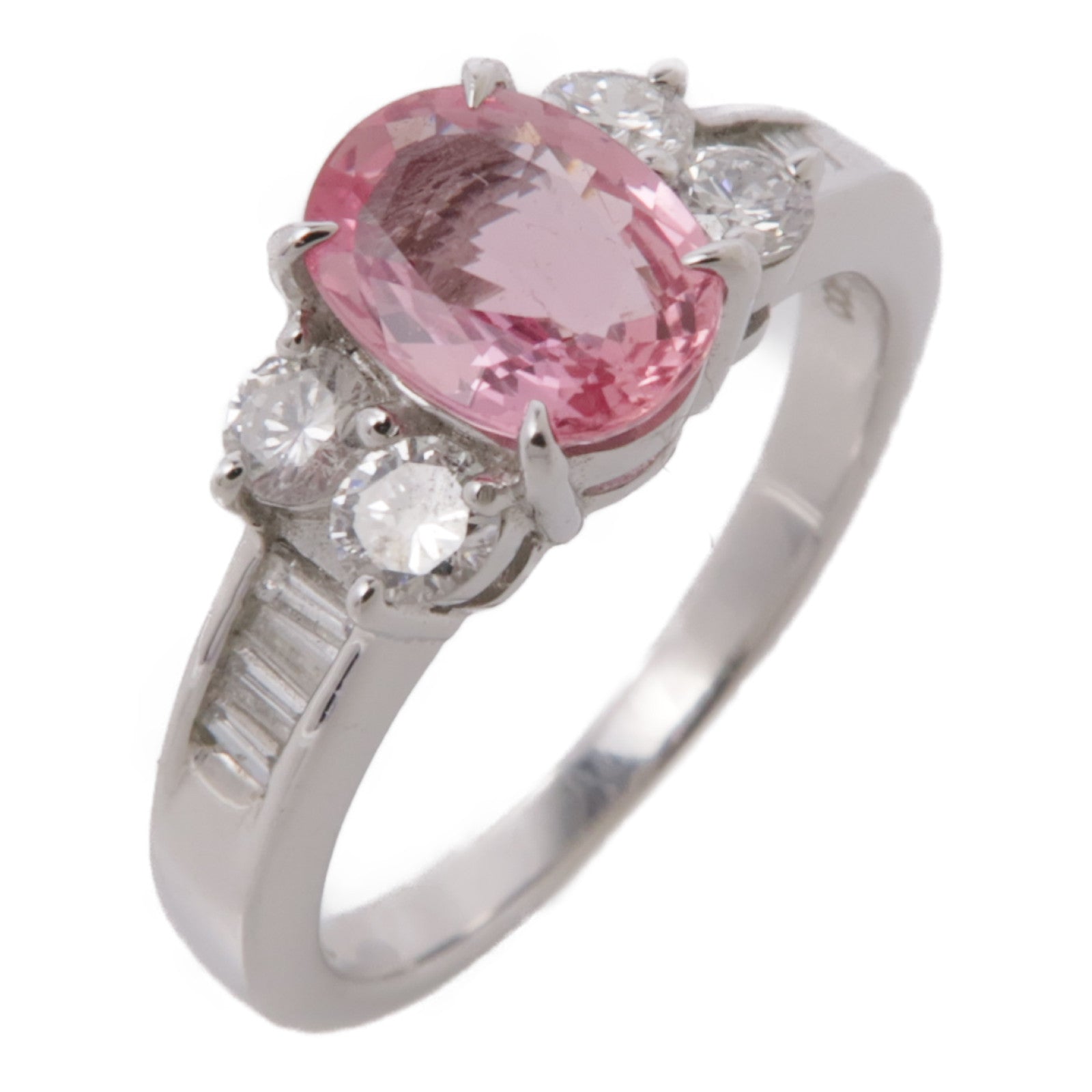 JEWELRY 【激減優惠】PT900鉑金Pink Sapphire/Diamond Ring粉紅色藍寶石/鑽石戒指US#5.75