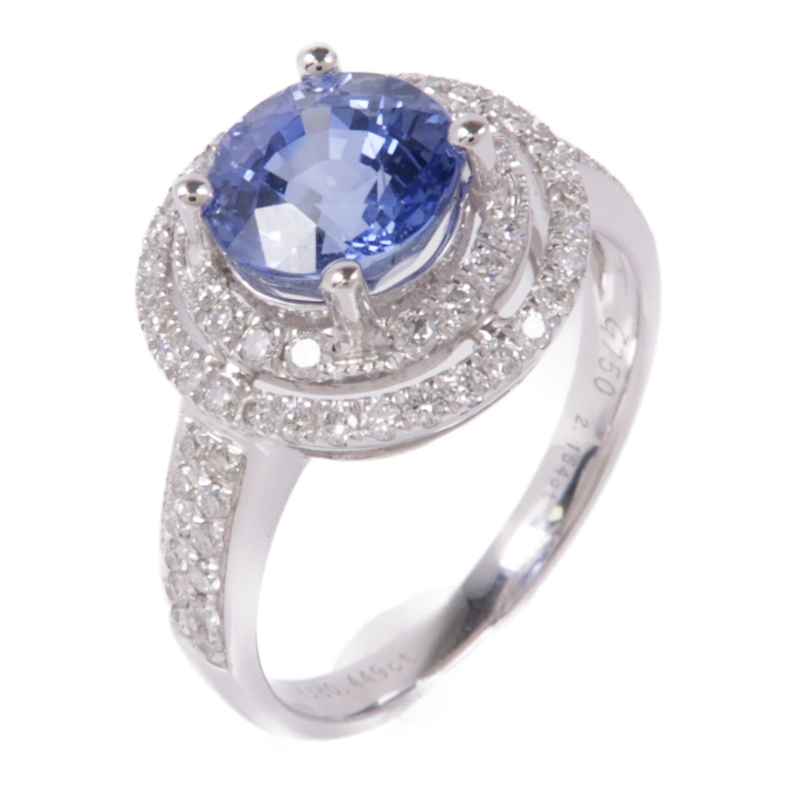 JEWELRY 18K白金Sapphire/Diamond Ring藍寶石/鑽石戒指US#6.5