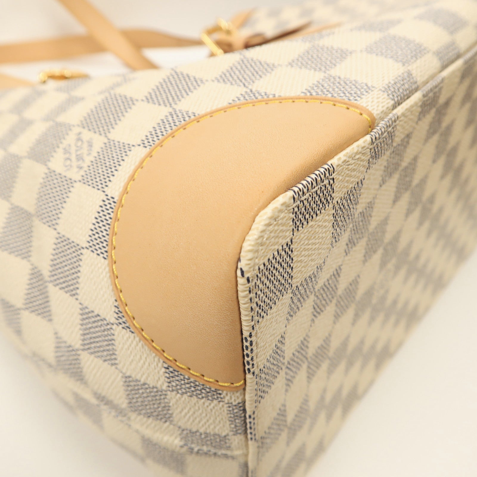 LOUIS VUITTON Damier Azur Hampstead MM金扣手挽袋白色