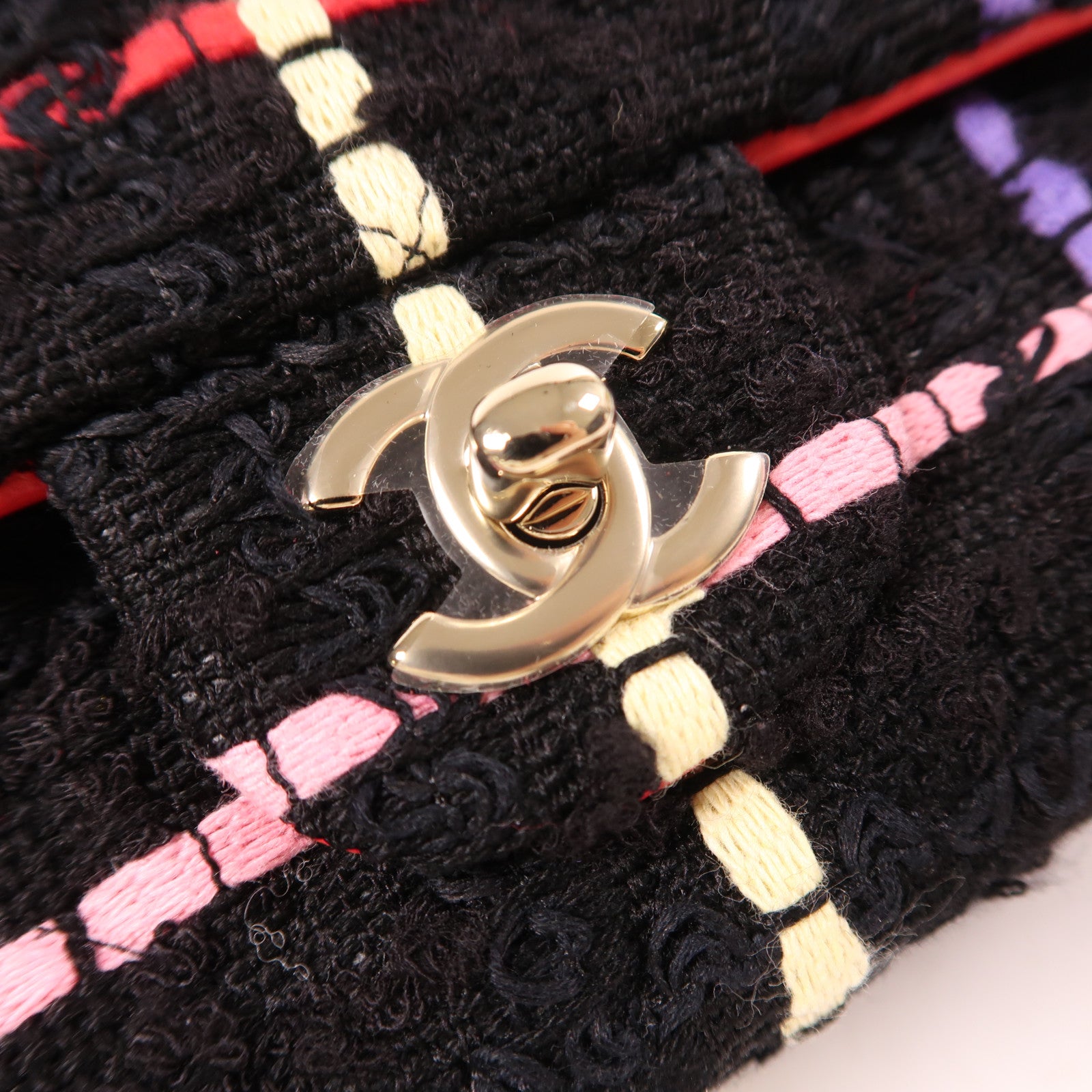 CHANEL 羊毛/粗花呢Mini Flap Bag金扣鏈帶肩背袋