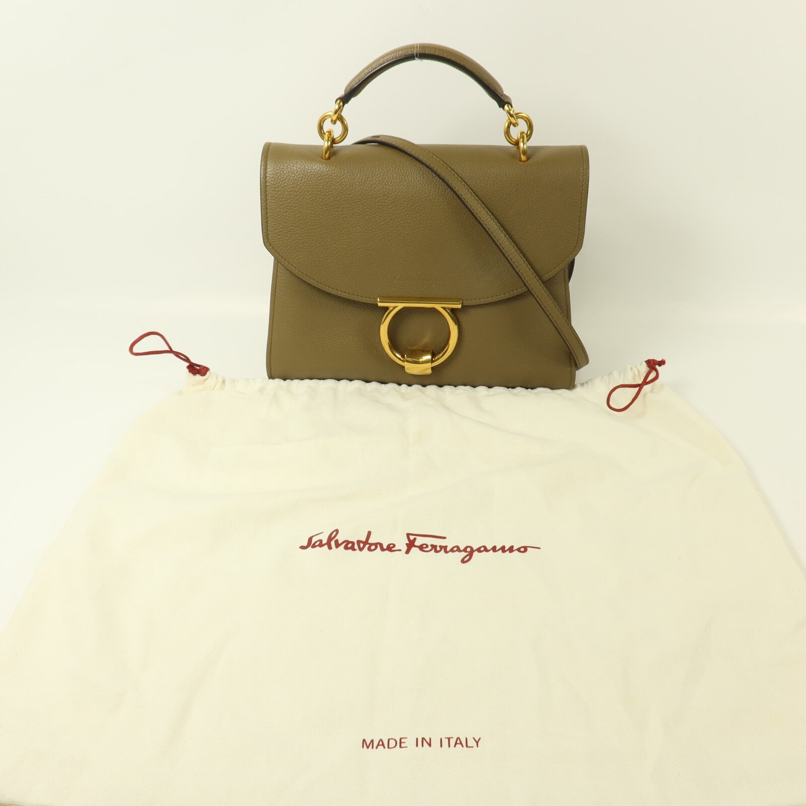 Salvatore Ferragamo 牛皮皮革Margot Gancini手挽肩背兩用袋