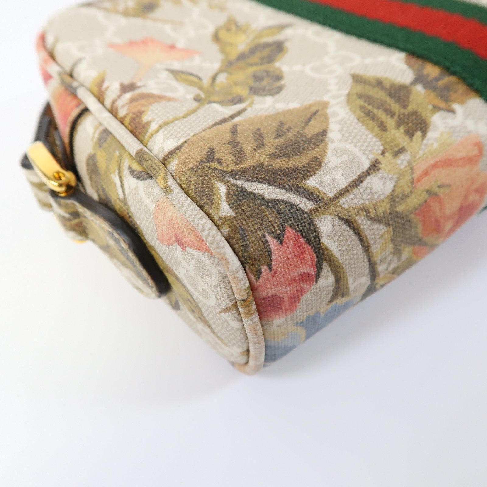 GUCCI 塗層帆布Ophidia金扣肩背袋卡其色
