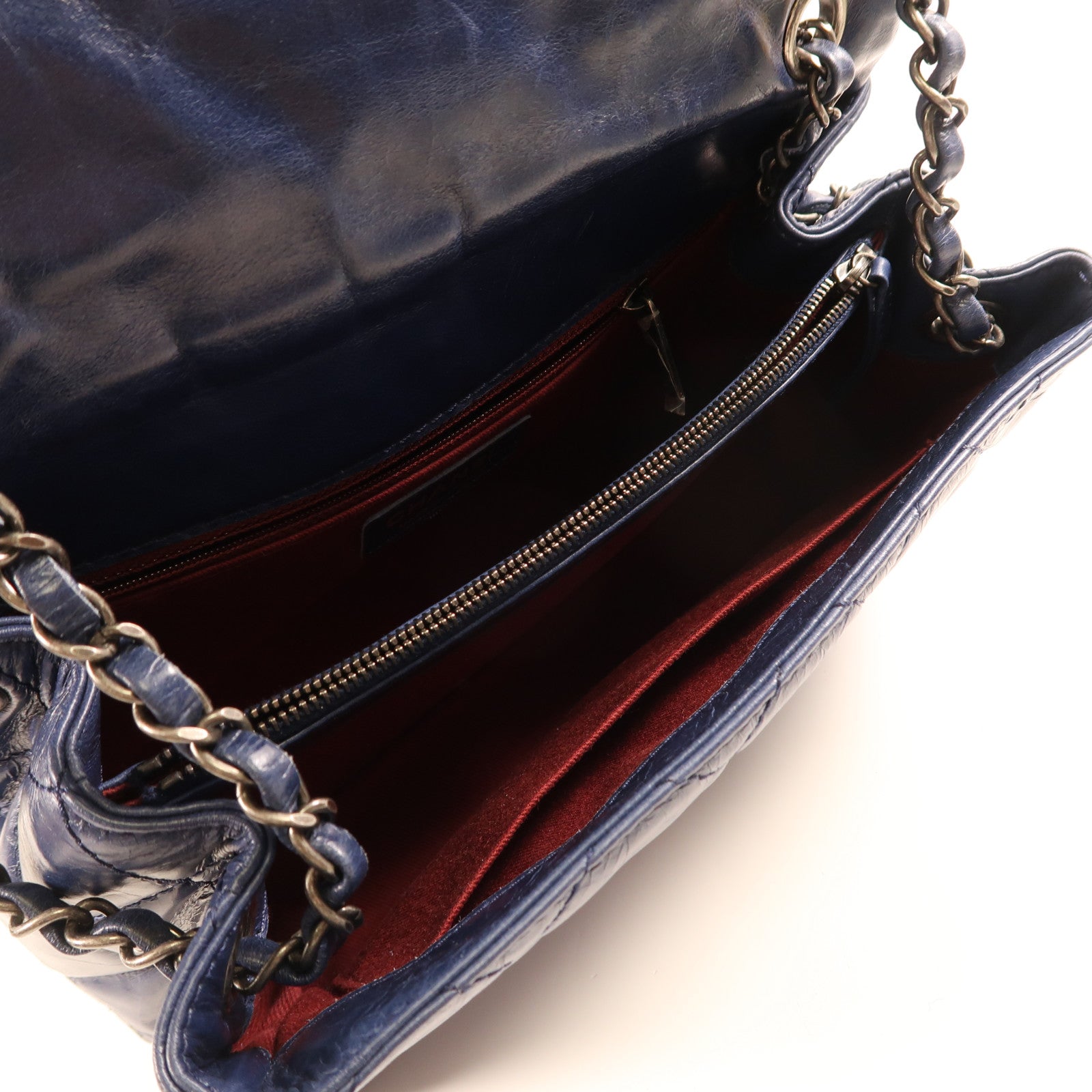 CHANEL 牛皮皮革Shoulder Bag銀扣鏈帶肩背袋