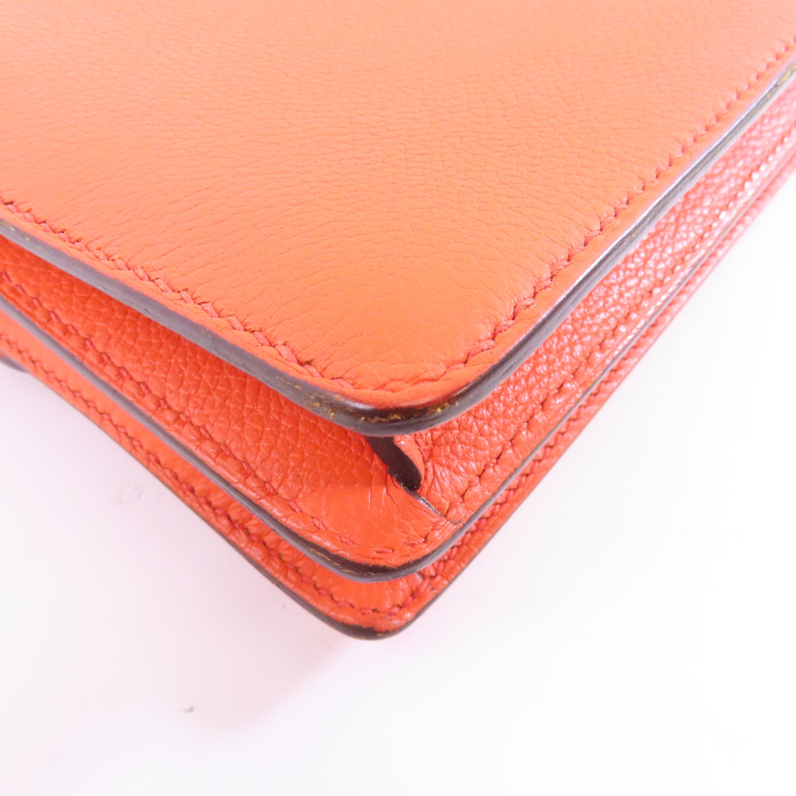 HERMES Evercolor皮革Mini Roulis金扣肩背袋Orange Poppy/橙色