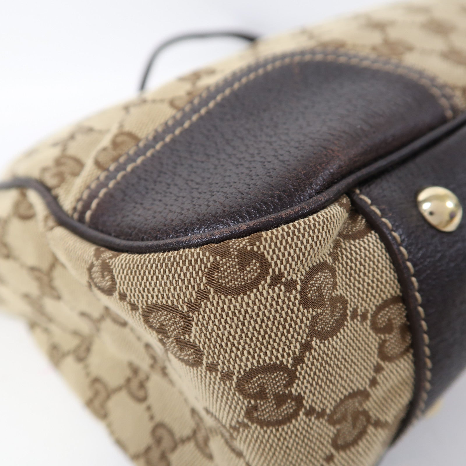 GUCCI 帆布Tote Bag金扣肩背袋啡色