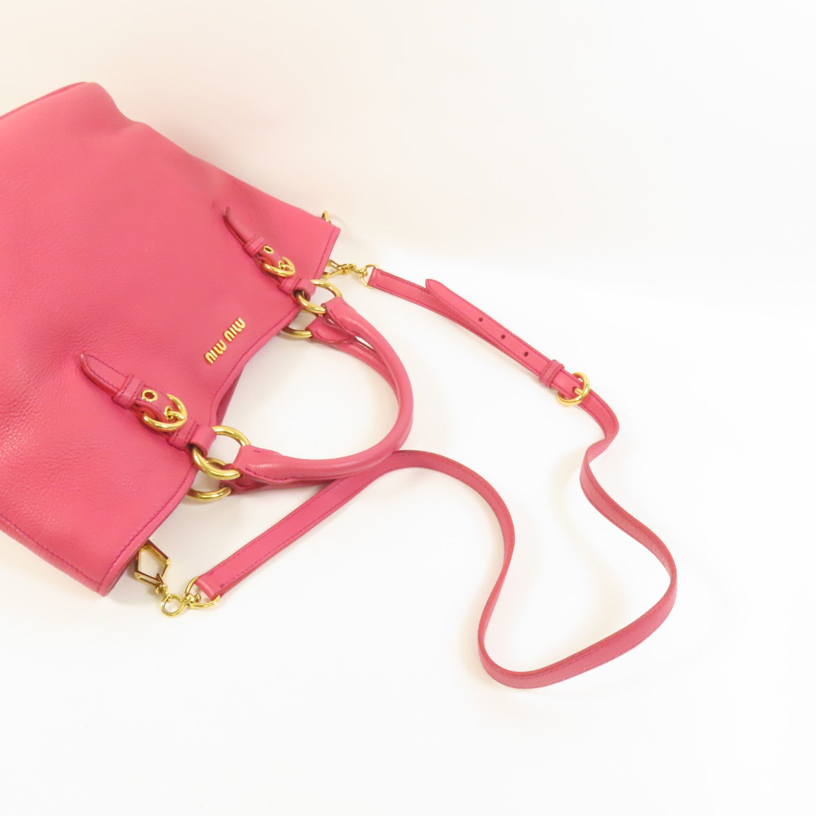 Miu Miu 牛皮皮革2 Way Shoulder金扣手挽肩背兩用袋