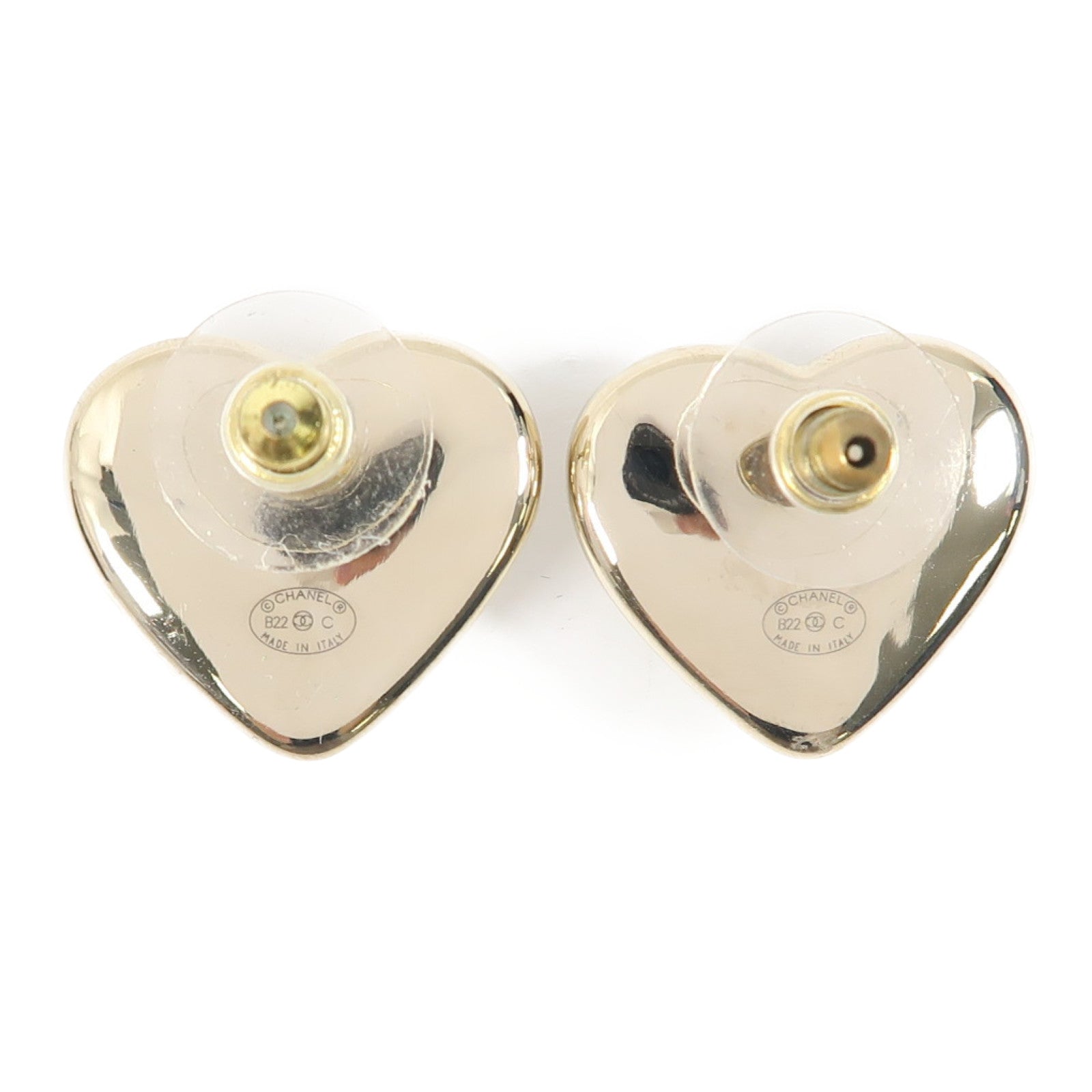 CHANEL 金屬/PVC Earrings耳環金色/白色