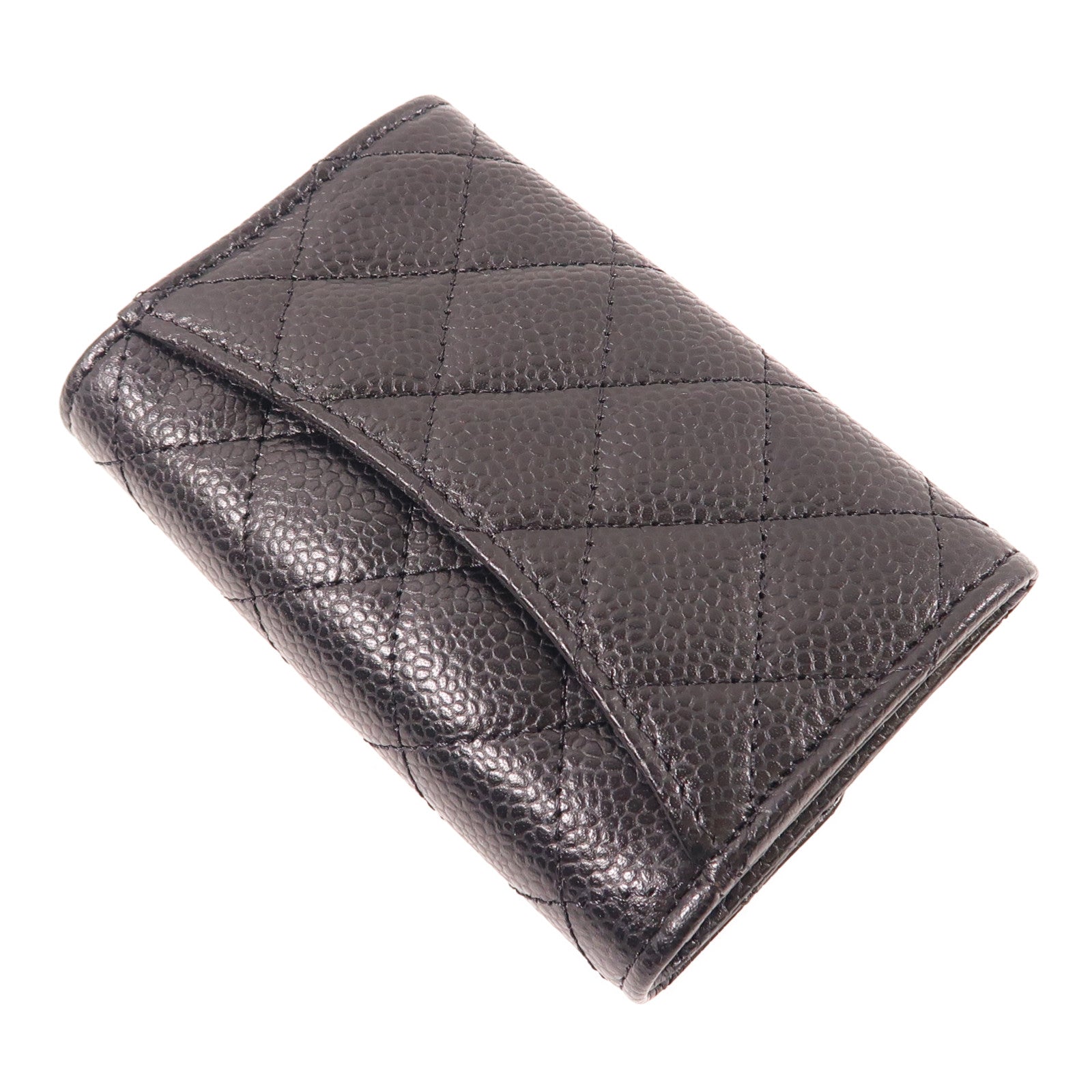 CHANEL 牛皮皮革Card Case金扣卡片套黑色