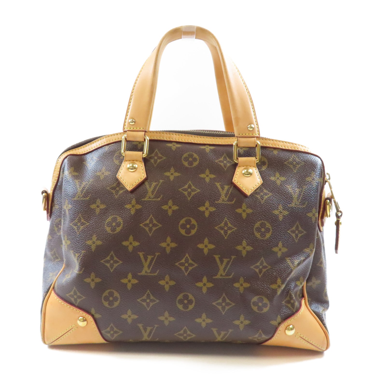 LOUIS VUITTON Monogram Retiro PM金扣手挽肩背兩用袋棕色
