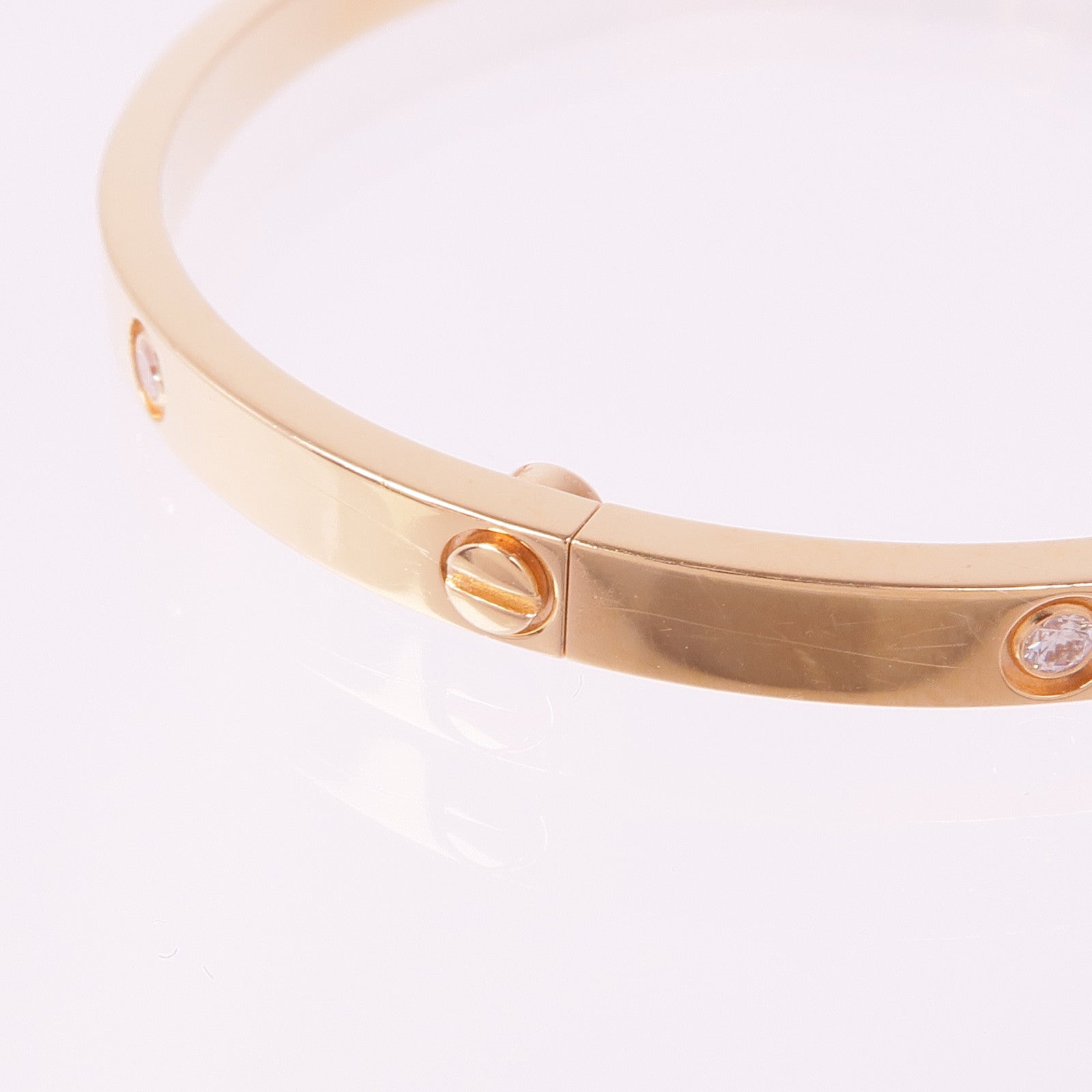 CARTIER 18K玫瑰金Love Bangle 6 Diamonds鑽石手鐲Cartier#16