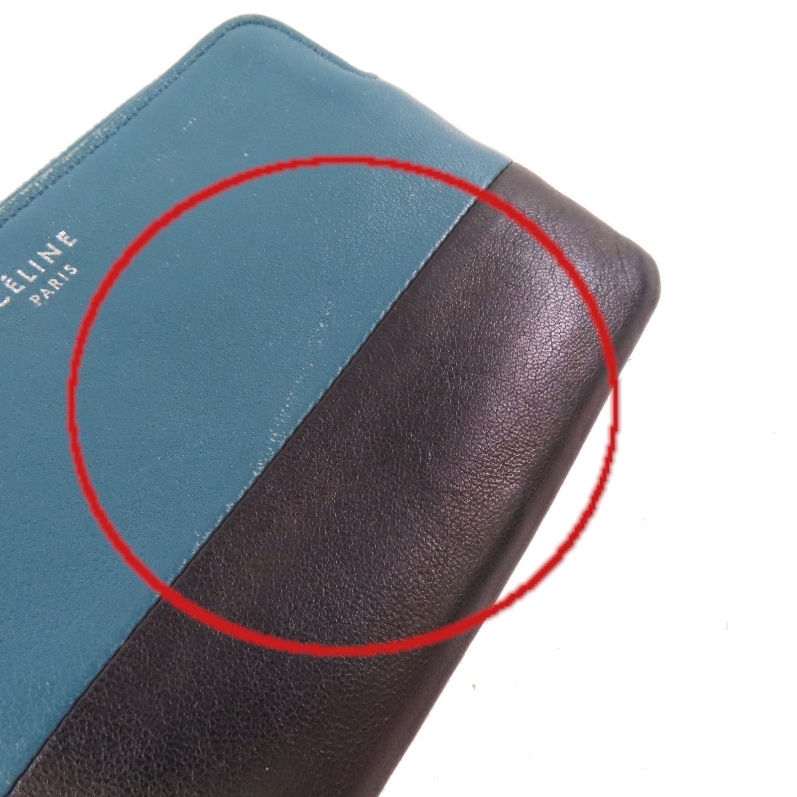 CELINE 羊皮皮革Coins Case零錢包黑色/藍綠色