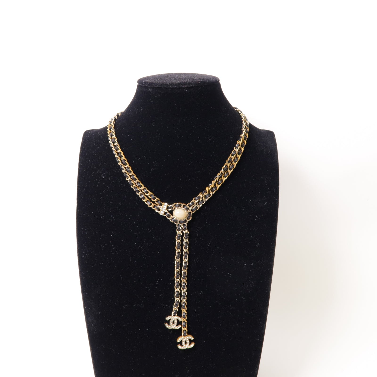 CHANEL 金屬Necklace項鍊黒色/金色