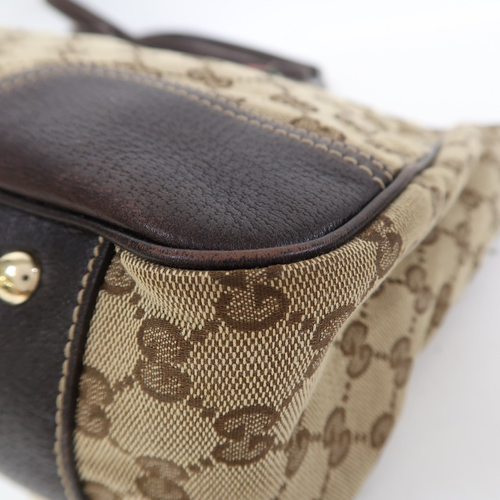 GUCCI 帆布Tote Bag金扣肩背袋啡色