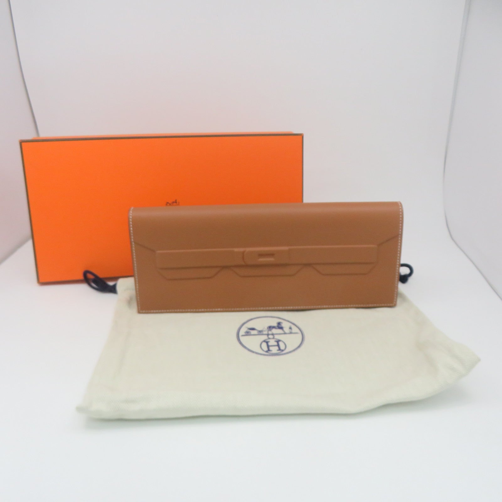 HERMES 【清倉大減價】Swift皮革Shadow Kelly Clutch手提包金色