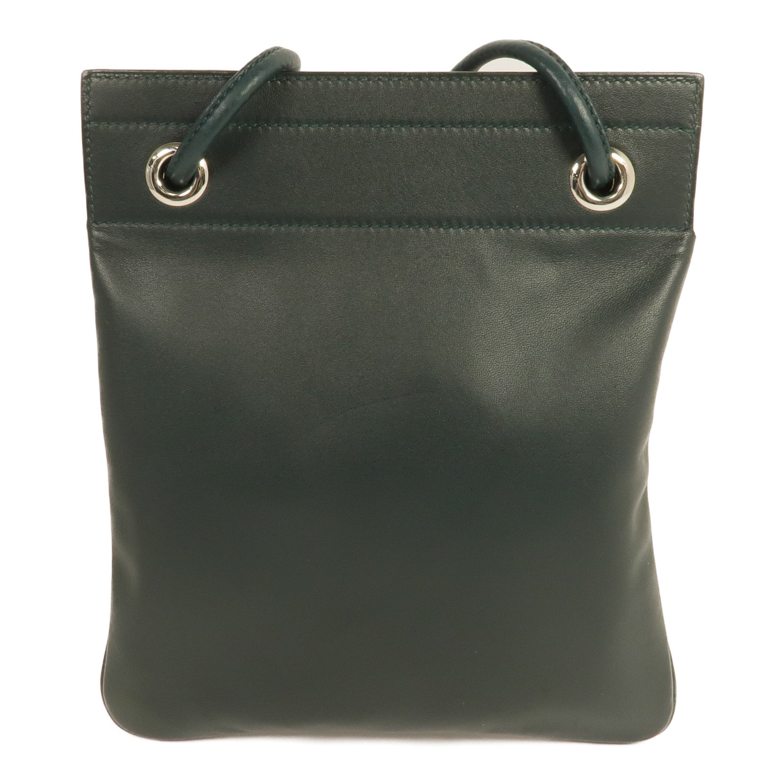 HERMES Swift皮革Aline銀扣肩背袋Green