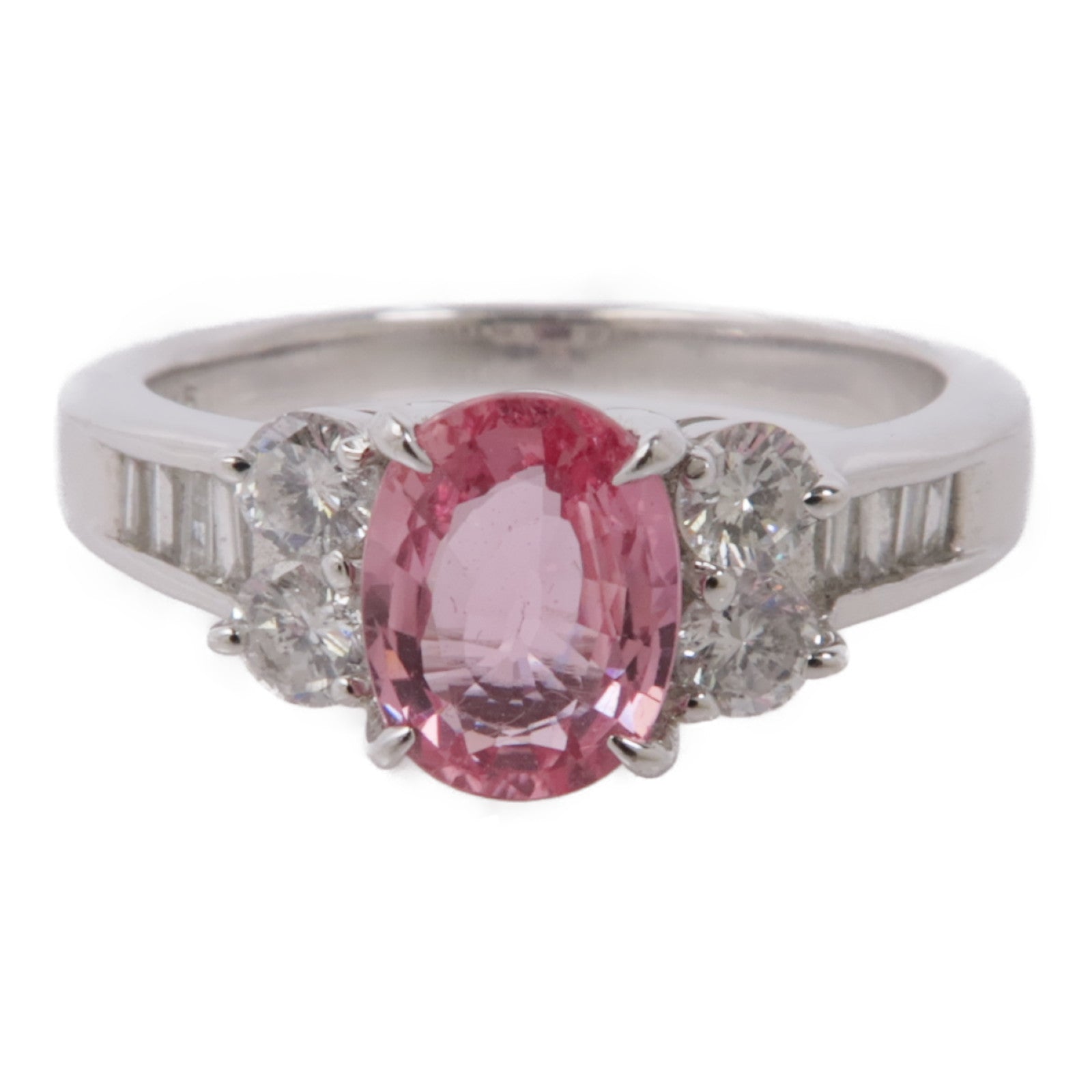 JEWELRY 【激減優惠】PT900鉑金Pink Sapphire/Diamond Ring粉紅色藍寶石/鑽石戒指US#5.75