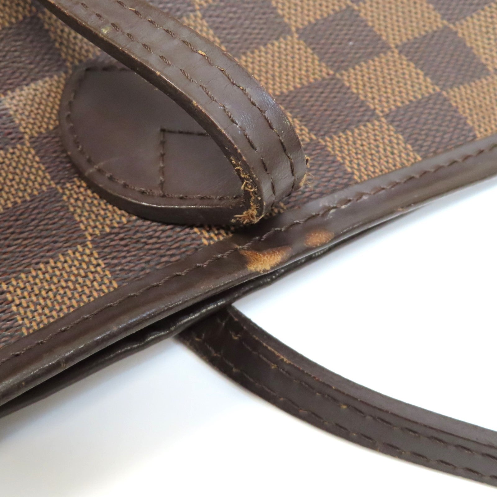 LOUIS VUITTON Damier Neverfull MM金扣手挽袋啡色