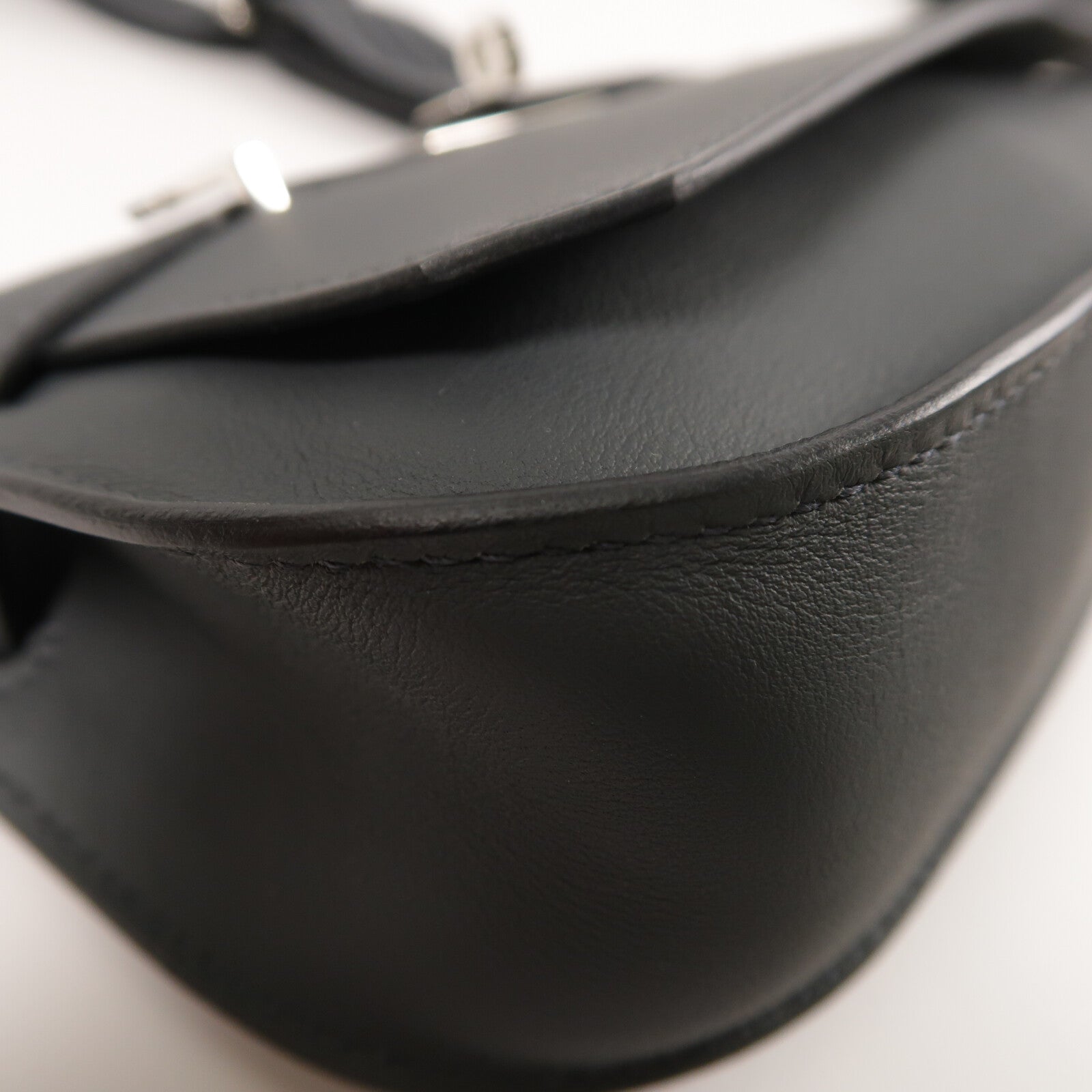 HERMES Swift皮革Mini Jypsiere銀扣肩背袋Gris Misty