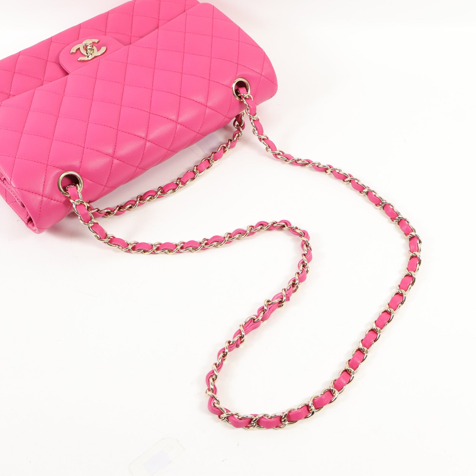 CHANEL 羊皮皮革Classic 25銀扣鏈帶肩背袋