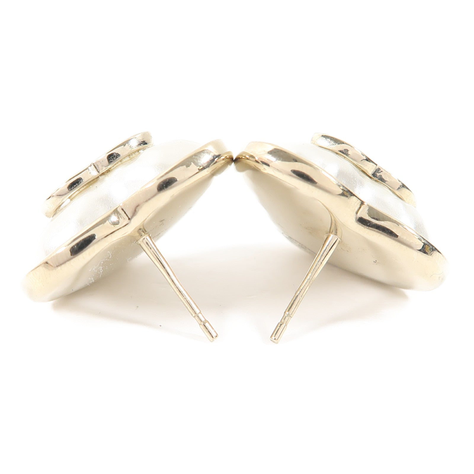 CHANEL 金屬/PVC Earrings耳環金色/白色
